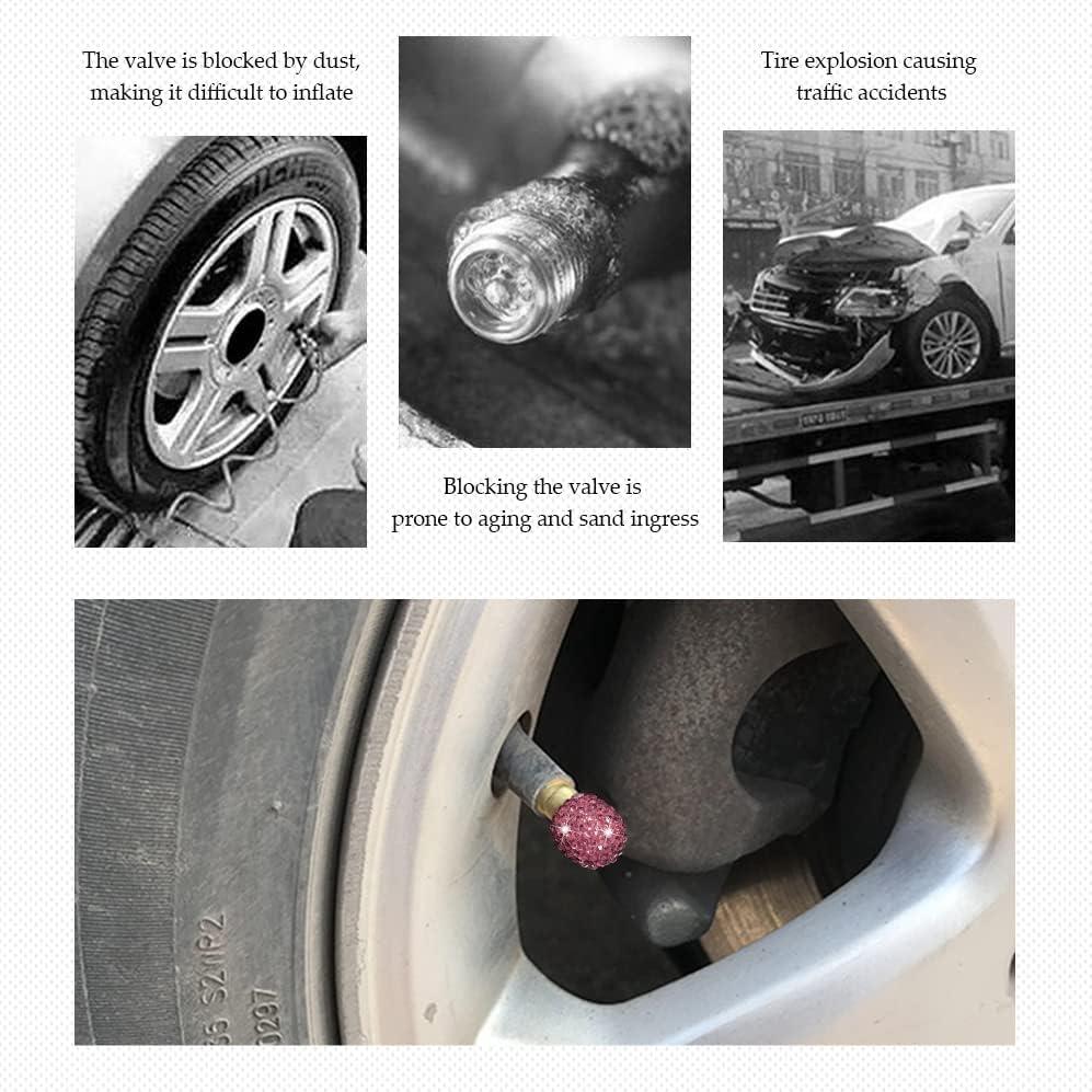 Paquete de 4 Tapas de Válvula Brillantes Deemars Rosa