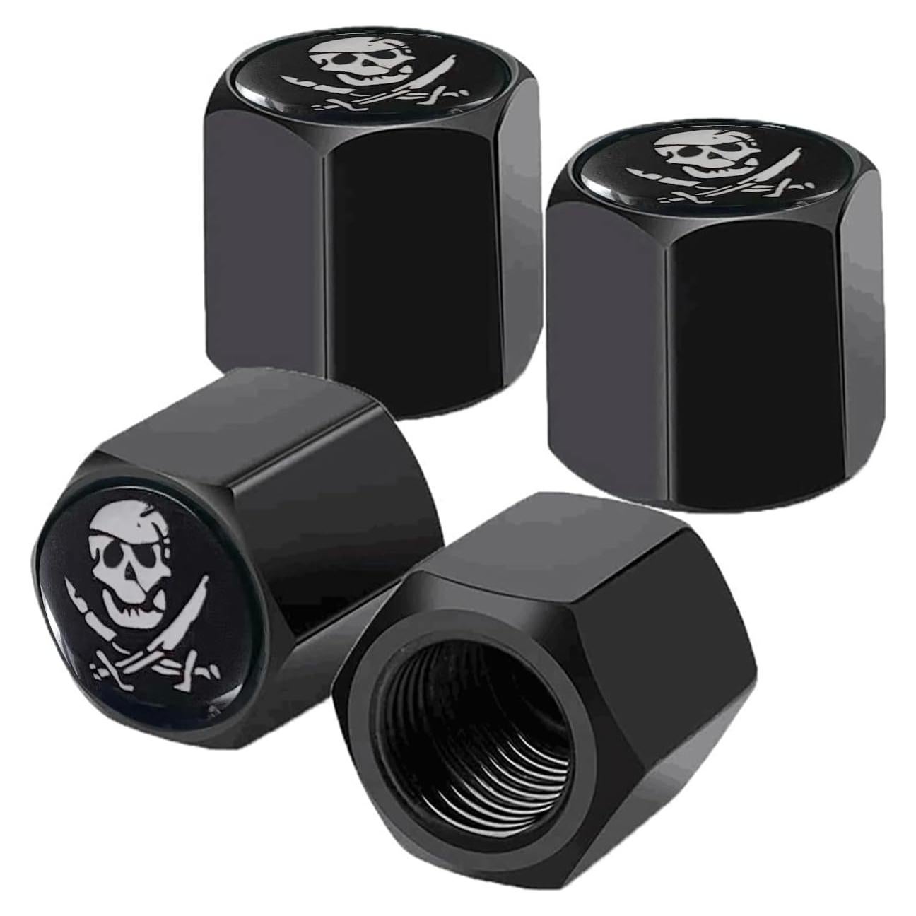 Ajxn 4 Tapas de Válvula de Neumático Calavera Pirata Hexagonal