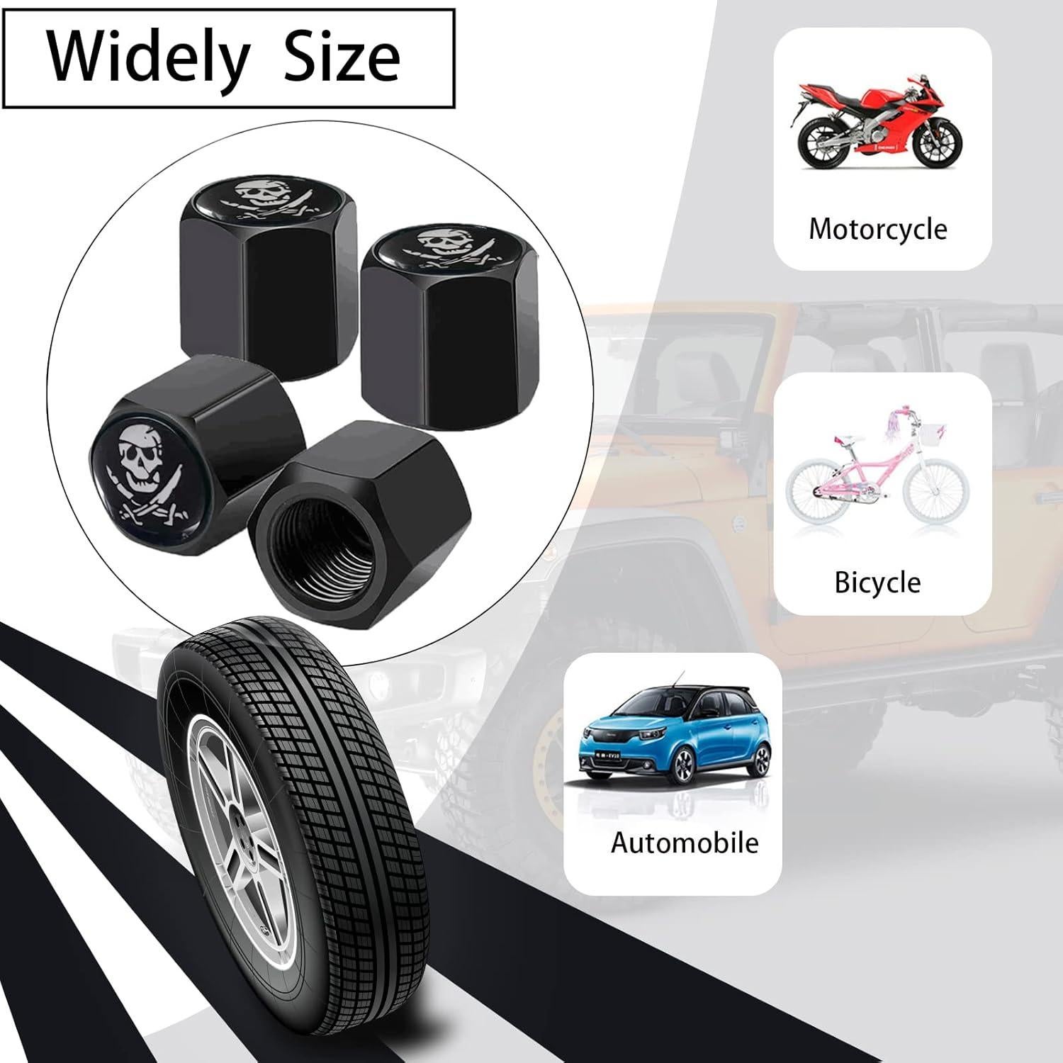 Ajxn 4 Tapas de Válvula de Neumático Calavera Pirata Hexagonal
