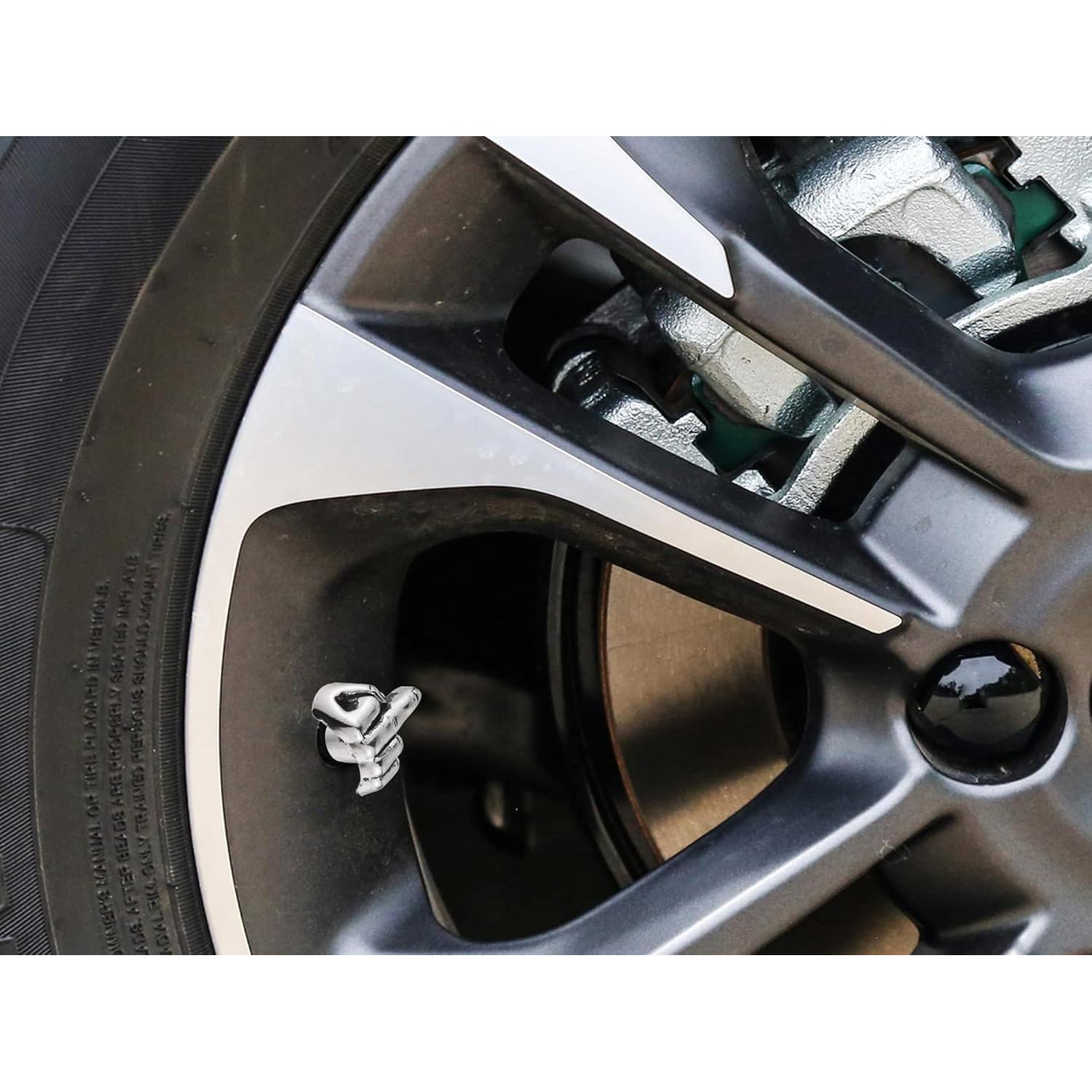 Tapa de Válvula Abfer para Neumáticos de Coche - 4 Piezas Plata