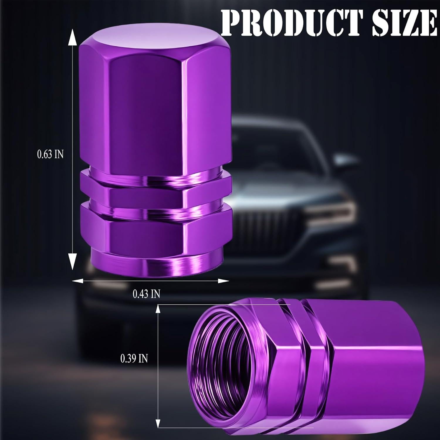 8 Tapones de Válvula de Neumático MEAJOO Aluminio Púrpura