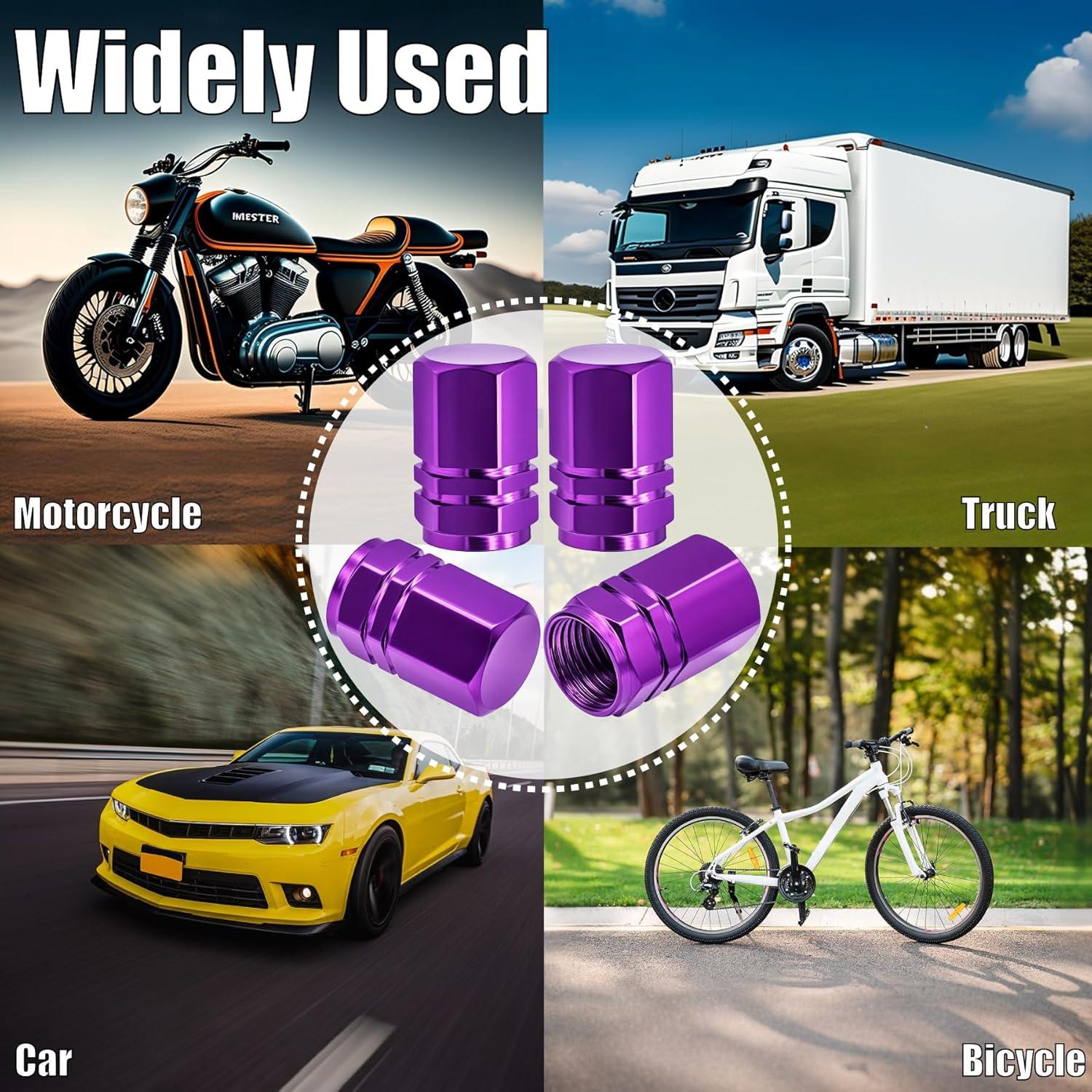 8 Tapones de Válvula de Neumático MEAJOO Aluminio Púrpura