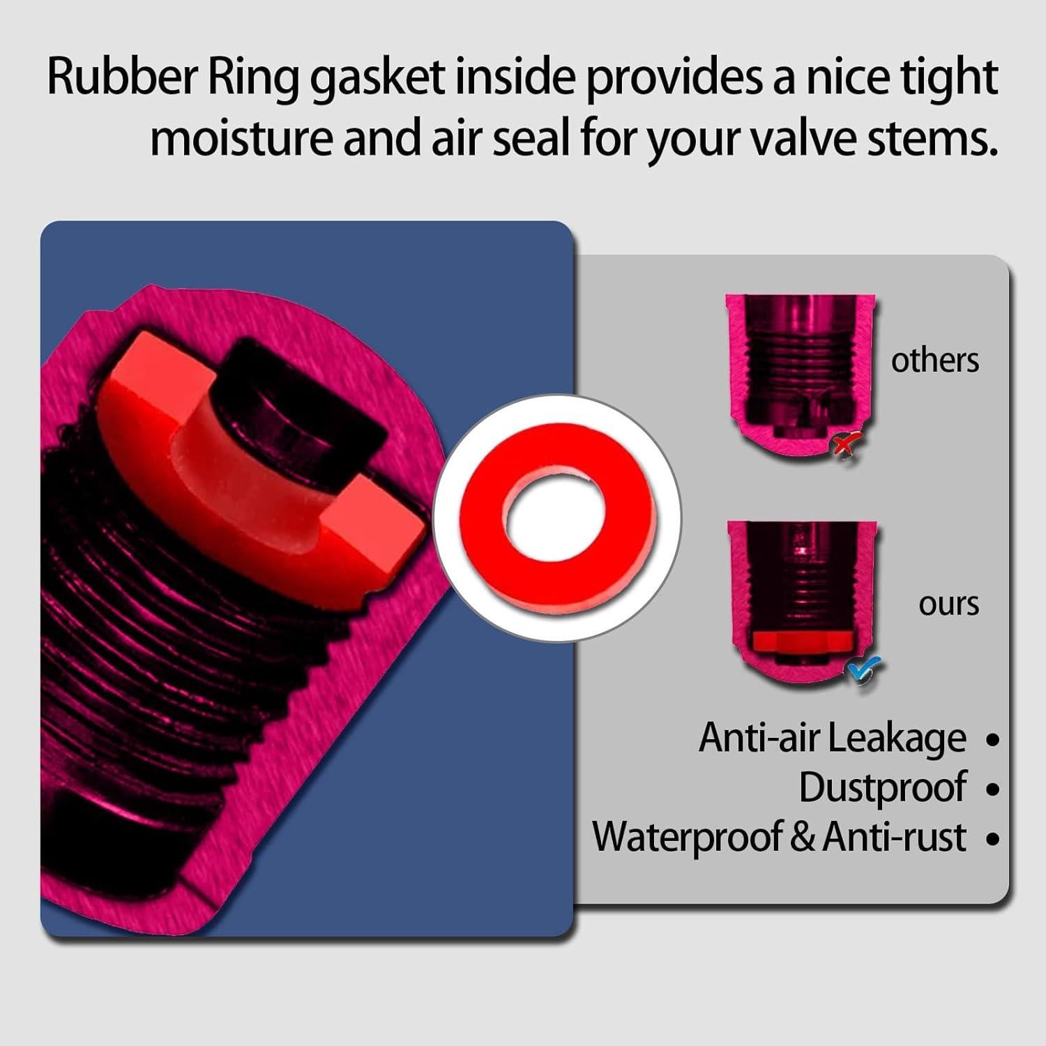 Tapas de Válvula de Neumático Piburth Rosa 30PCS Universal