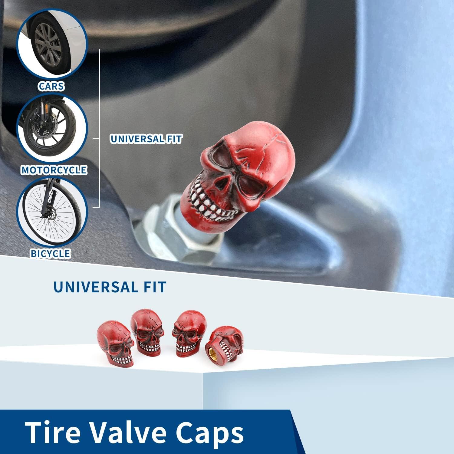 Tapas de Válvula de Neumáticos Bashineng 4 Pcs Rojo Universal