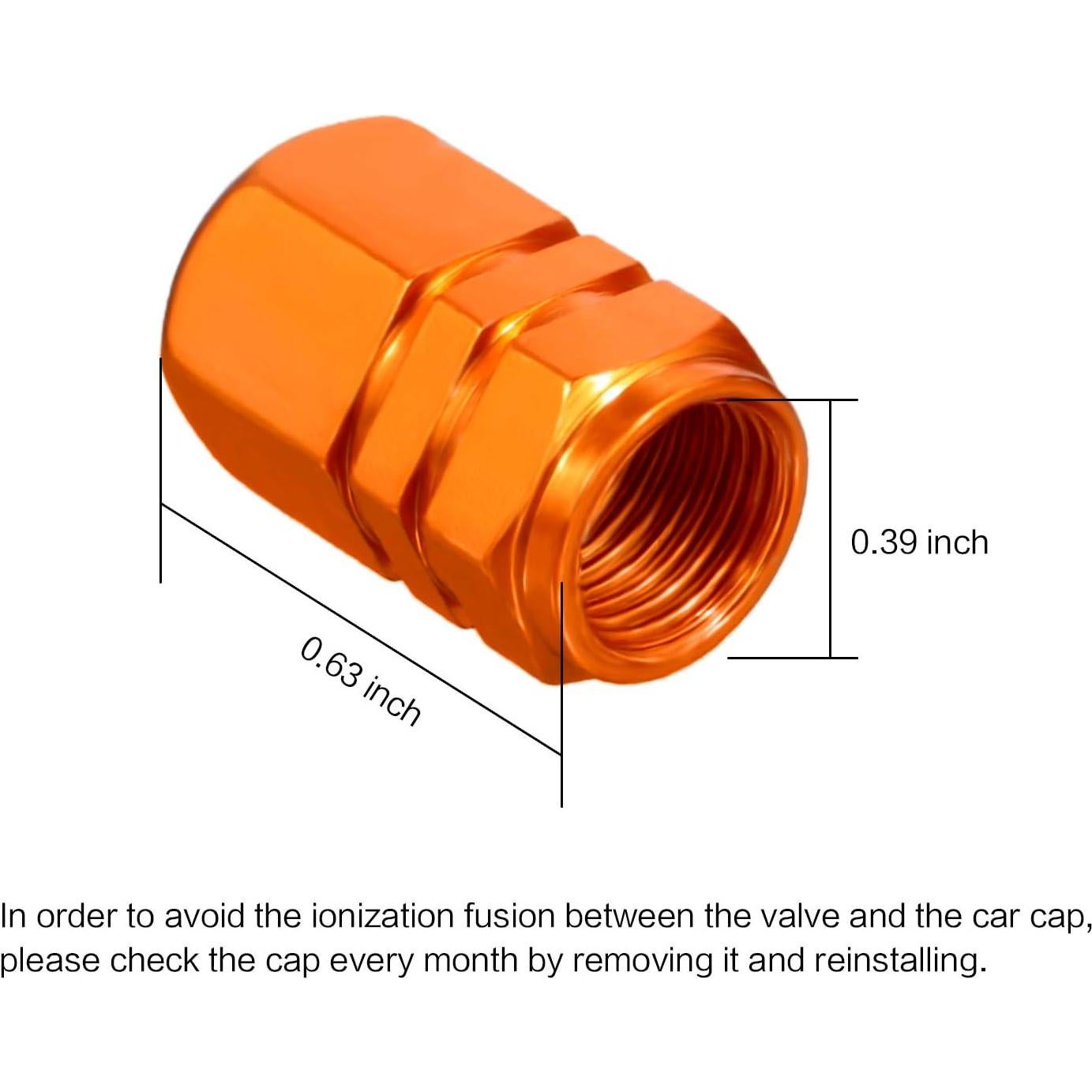 Tapas de Válvula de Neumático EBOOT 8 Piezas Naranjas Hexagonales