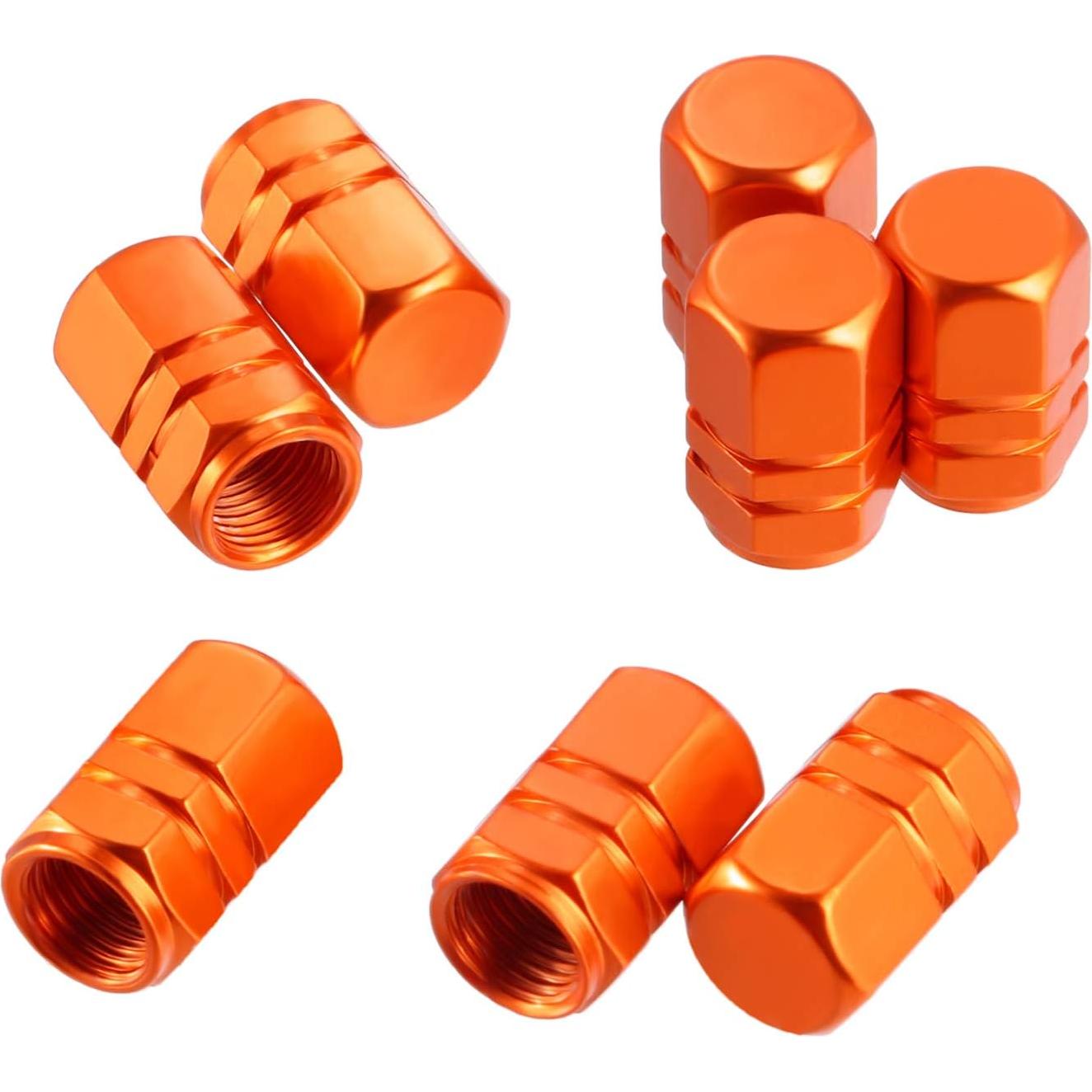 Tapas de Válvula de Neumático EBOOT 8 Piezas Naranjas Hexagonales