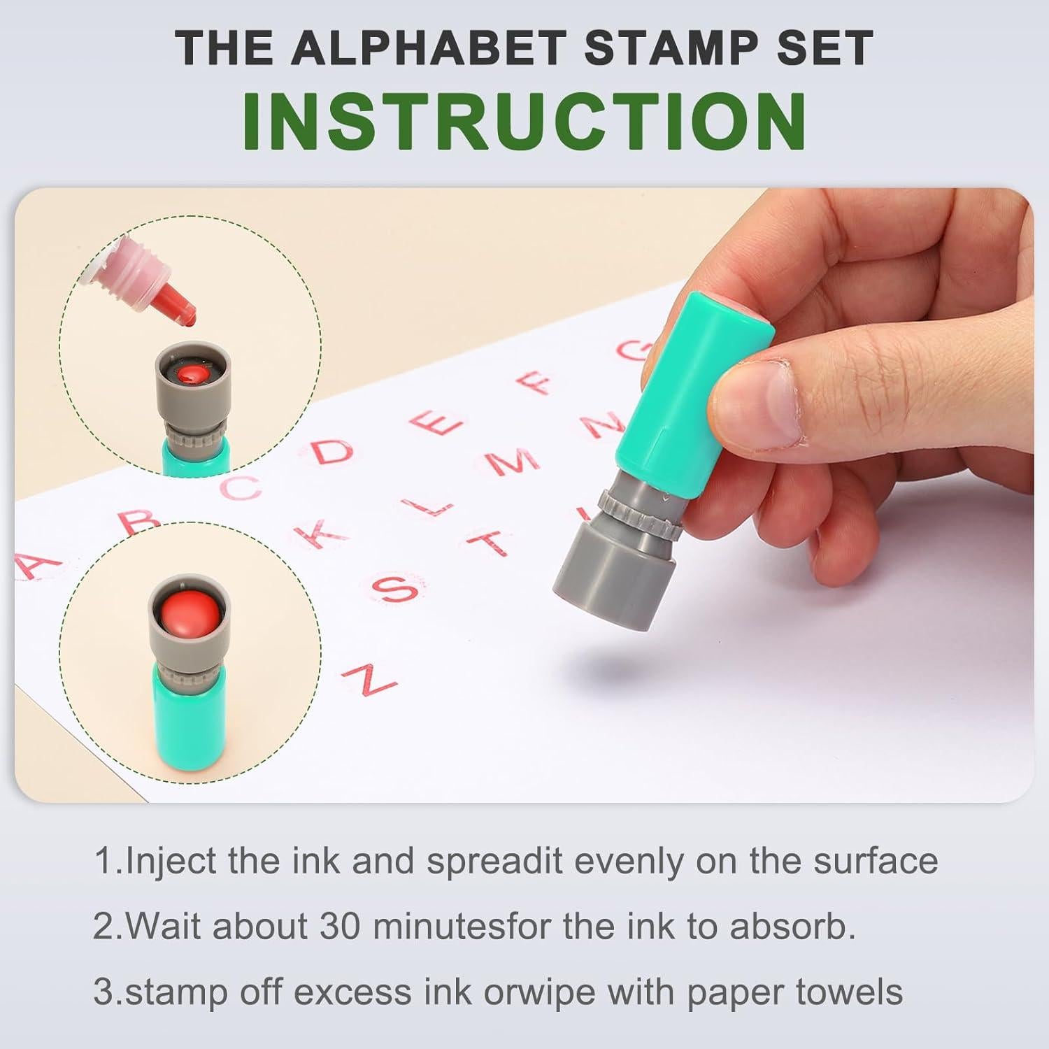 Sello de Letras PATIKIL Letra K con Tinta Roja y Carcasa Verde