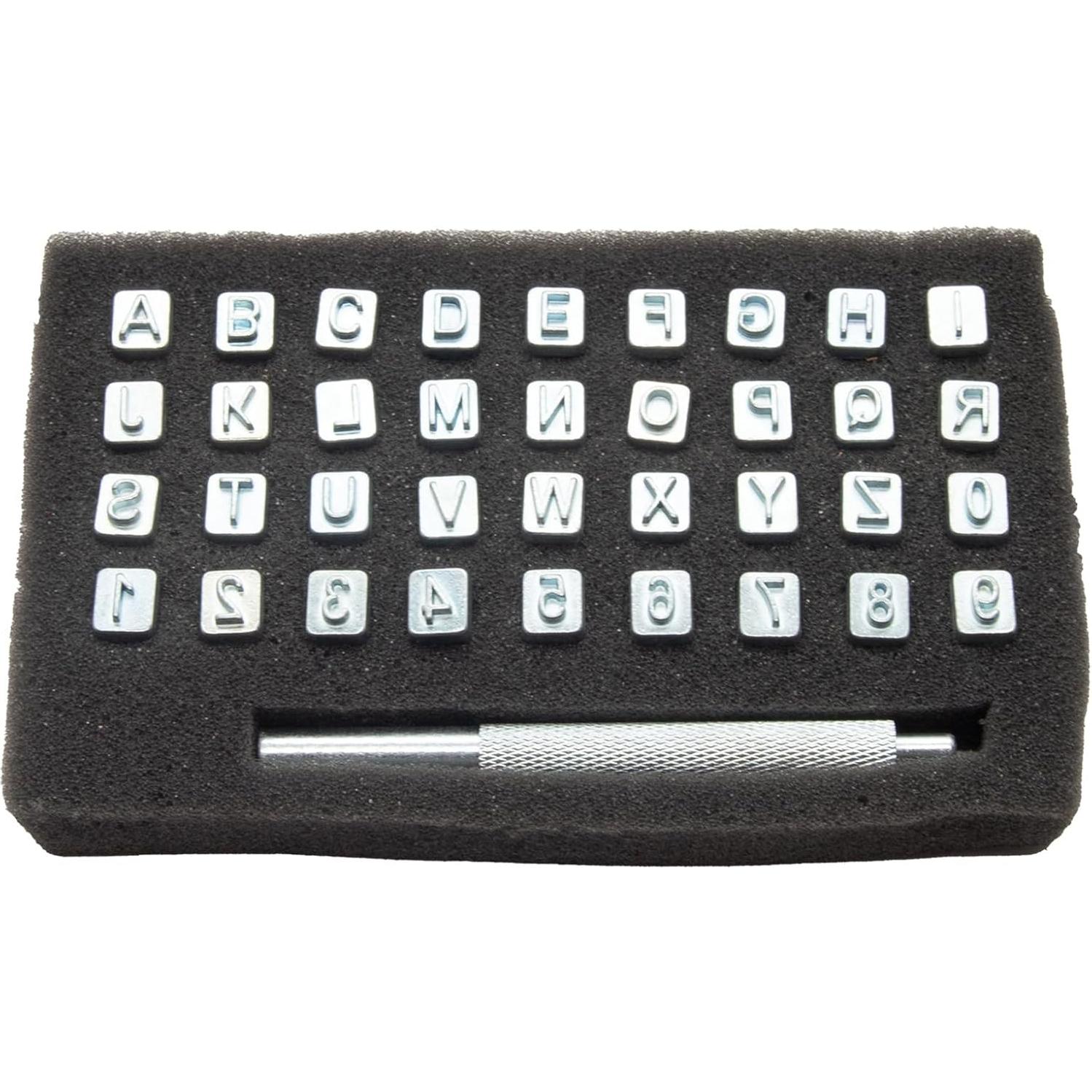 Juego de Sellos de Letras y Números Realeather 36 Piezas