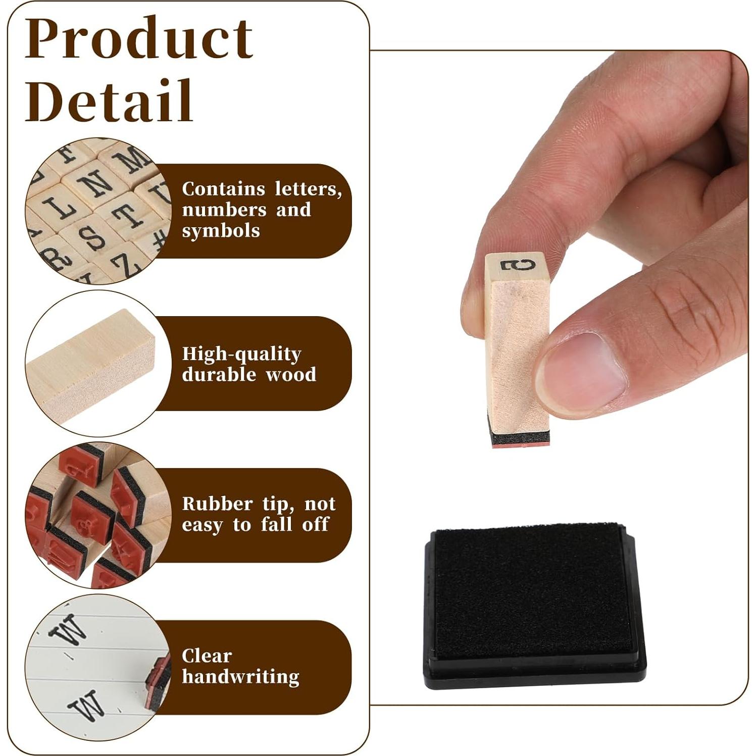 Set de Sellos de Goma Molain 40 Pcs Alfabeto y Números