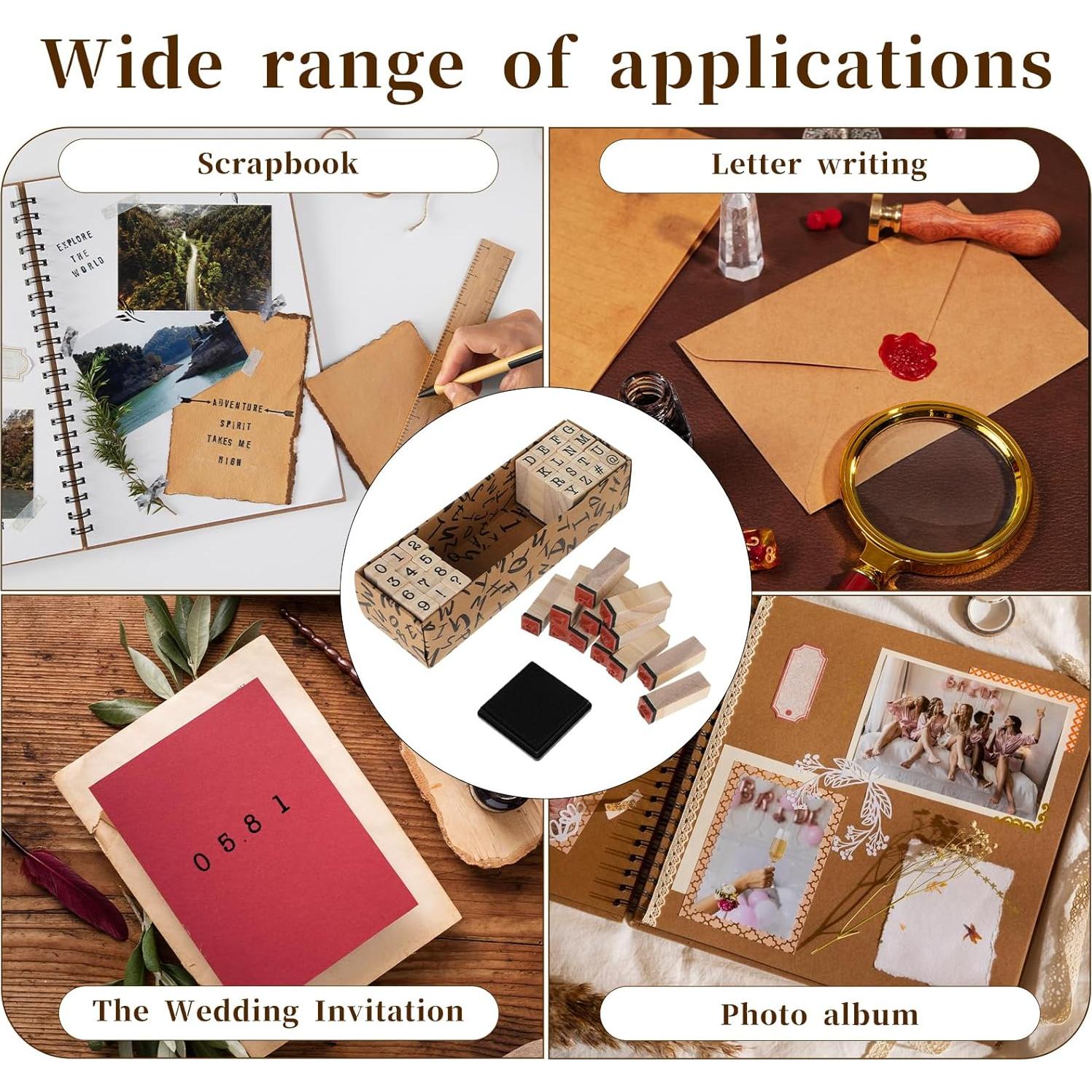 Set de Sellos de Goma Molain 40 Pcs Alfabeto y Números