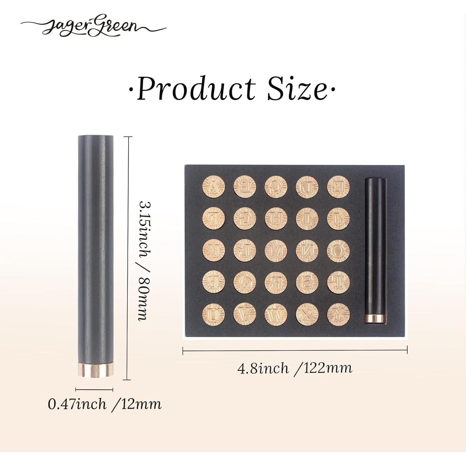 Kit de Sello de Cera JagerGreen 26 Letras A-Z con Mango de Madera