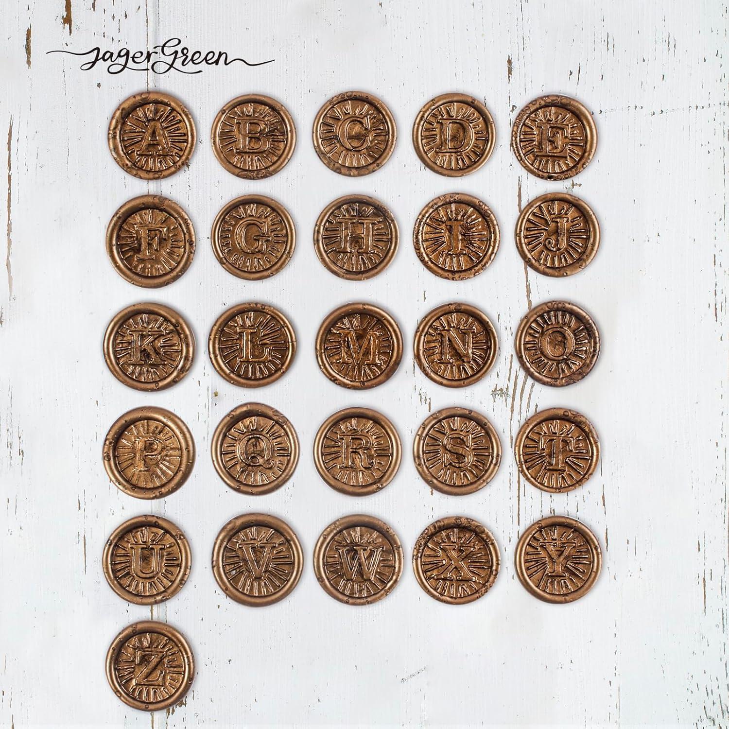 Kit de Sello de Cera JagerGreen 26 Letras A-Z con Mango de Madera