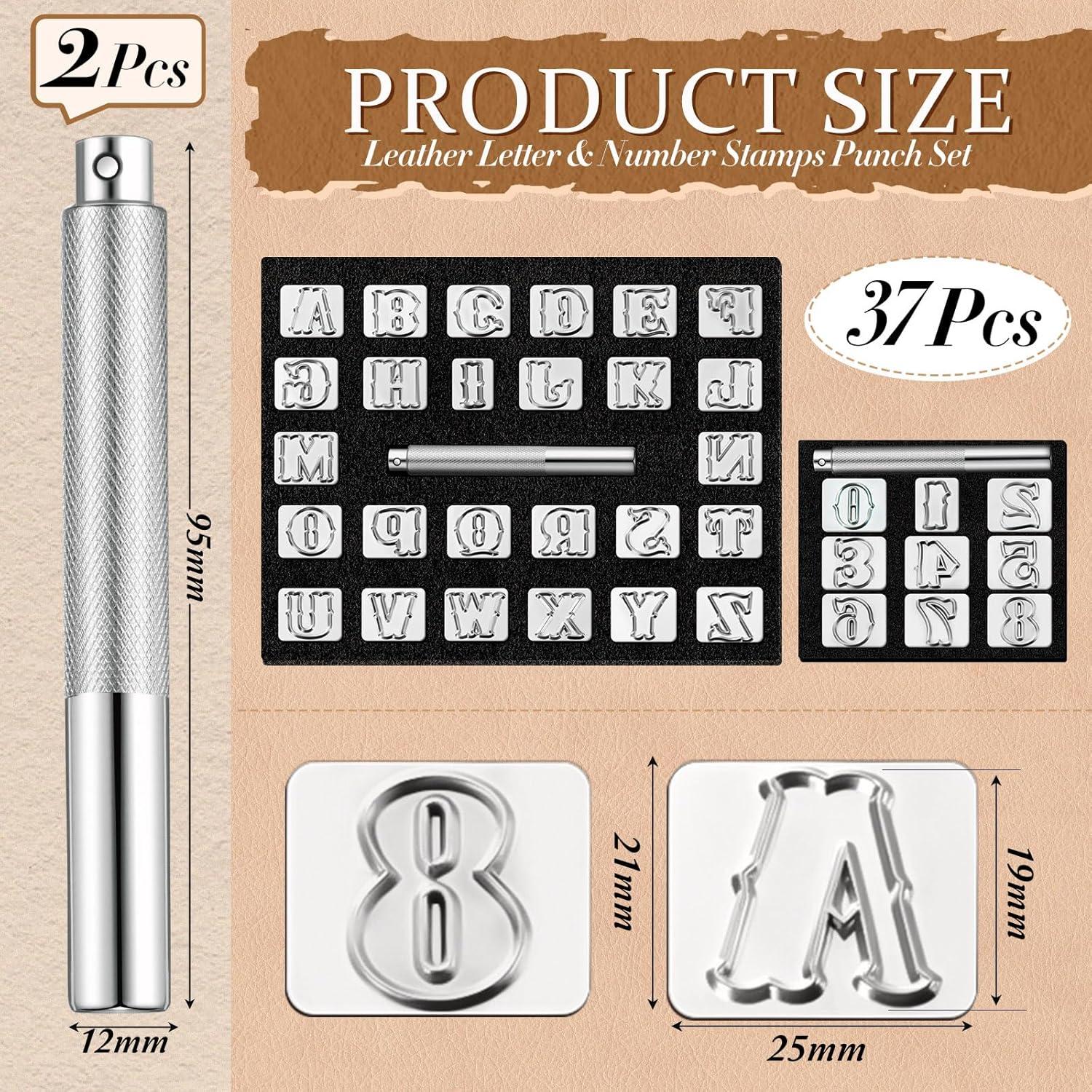 Kit de Estampado en Cuero 37 Pcs Humyoun - Letras y Números 19mm