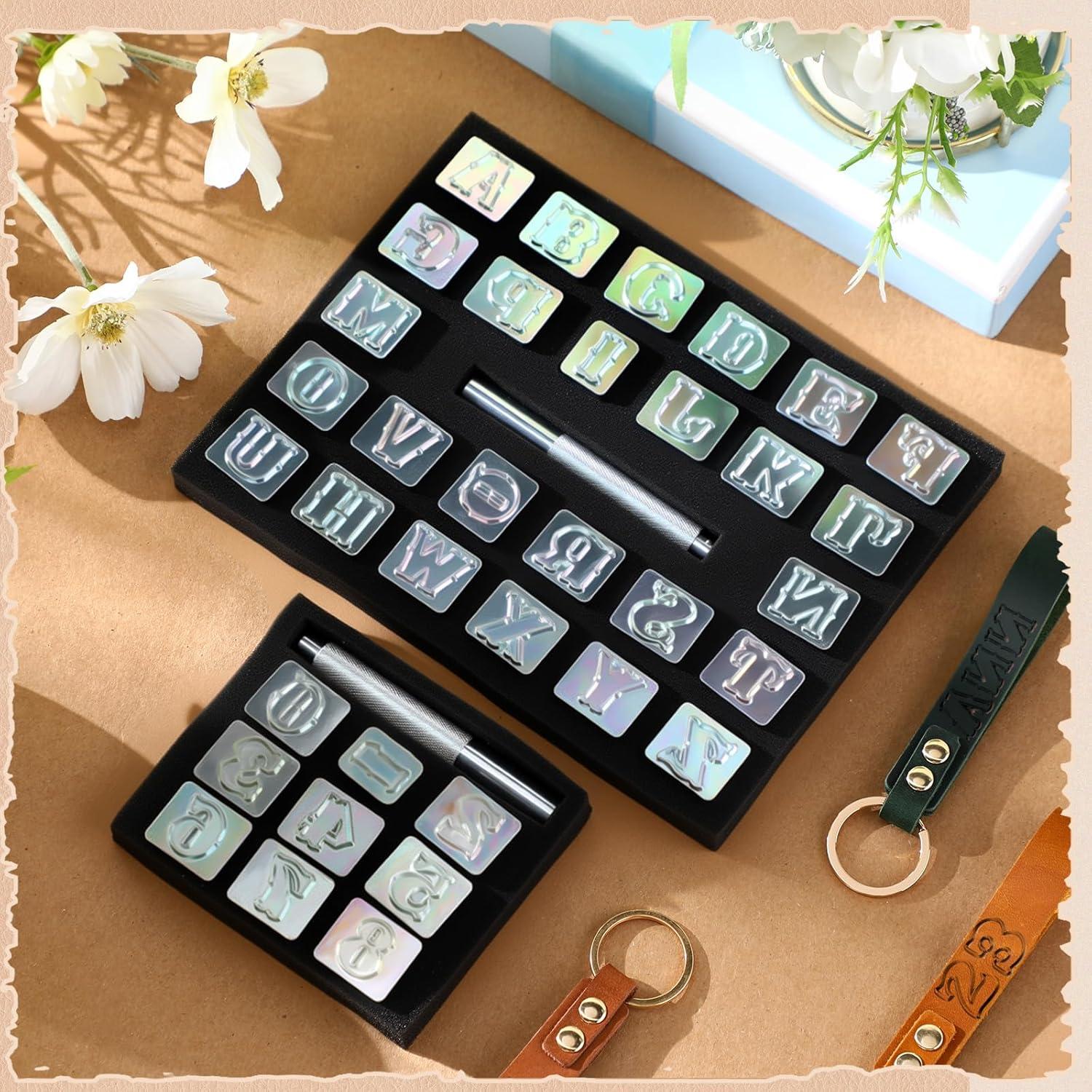 Kit de Estampado en Cuero 37 Pcs Humyoun - Letras y Números 19mm