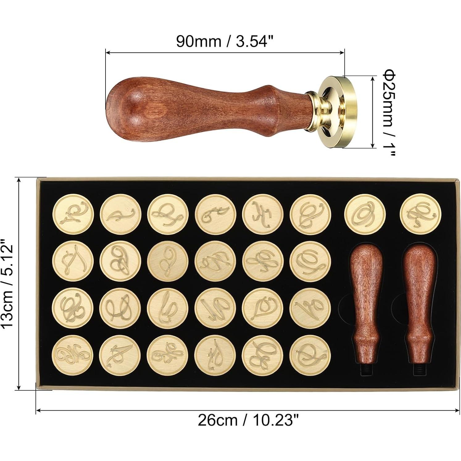 Kit de Sello de Cera PATIKIL Alfabeto 26 Letras con Mangos de Madera