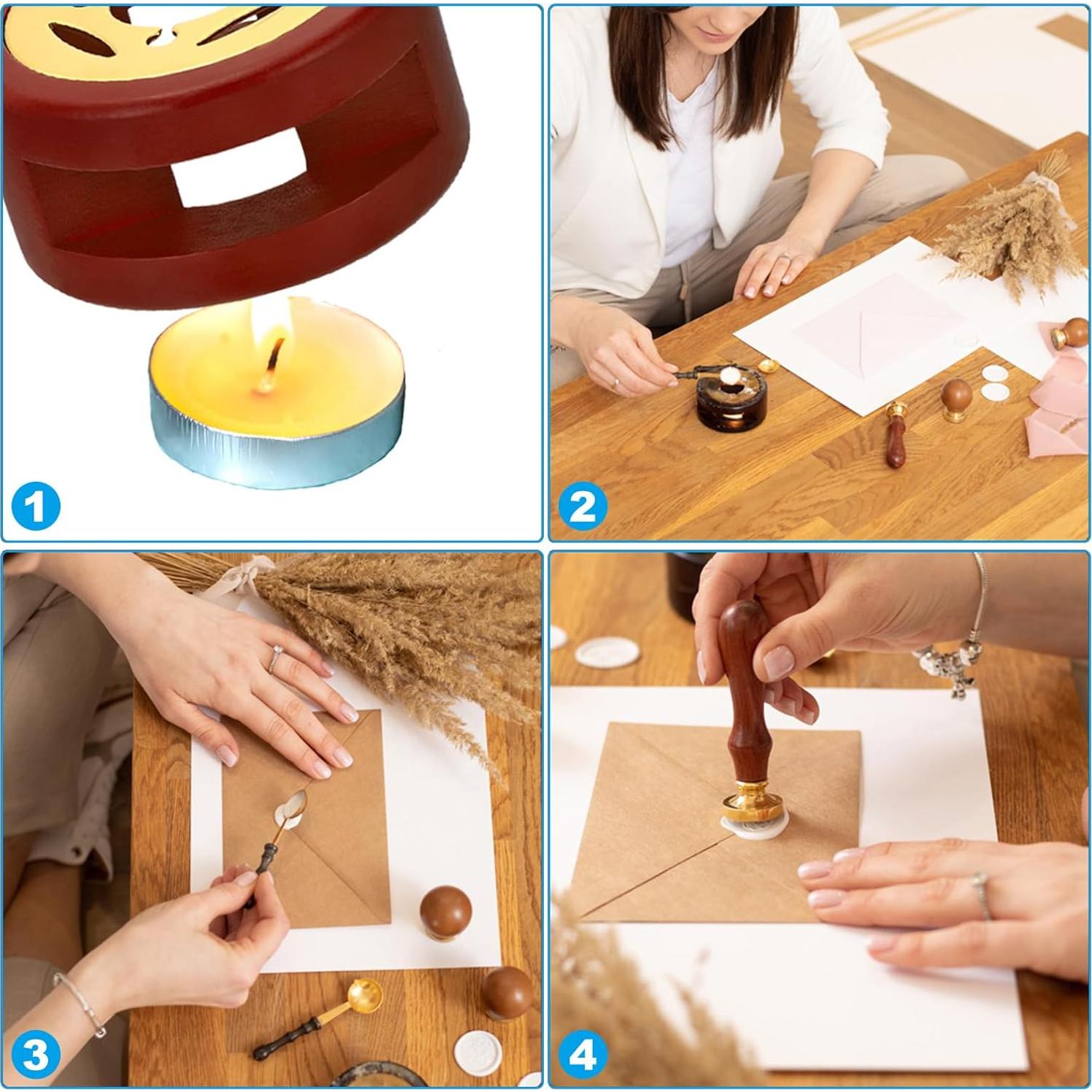 Kit de Sello de Cera PATIKIL Alfabeto 26 Letras con Mangos de Madera