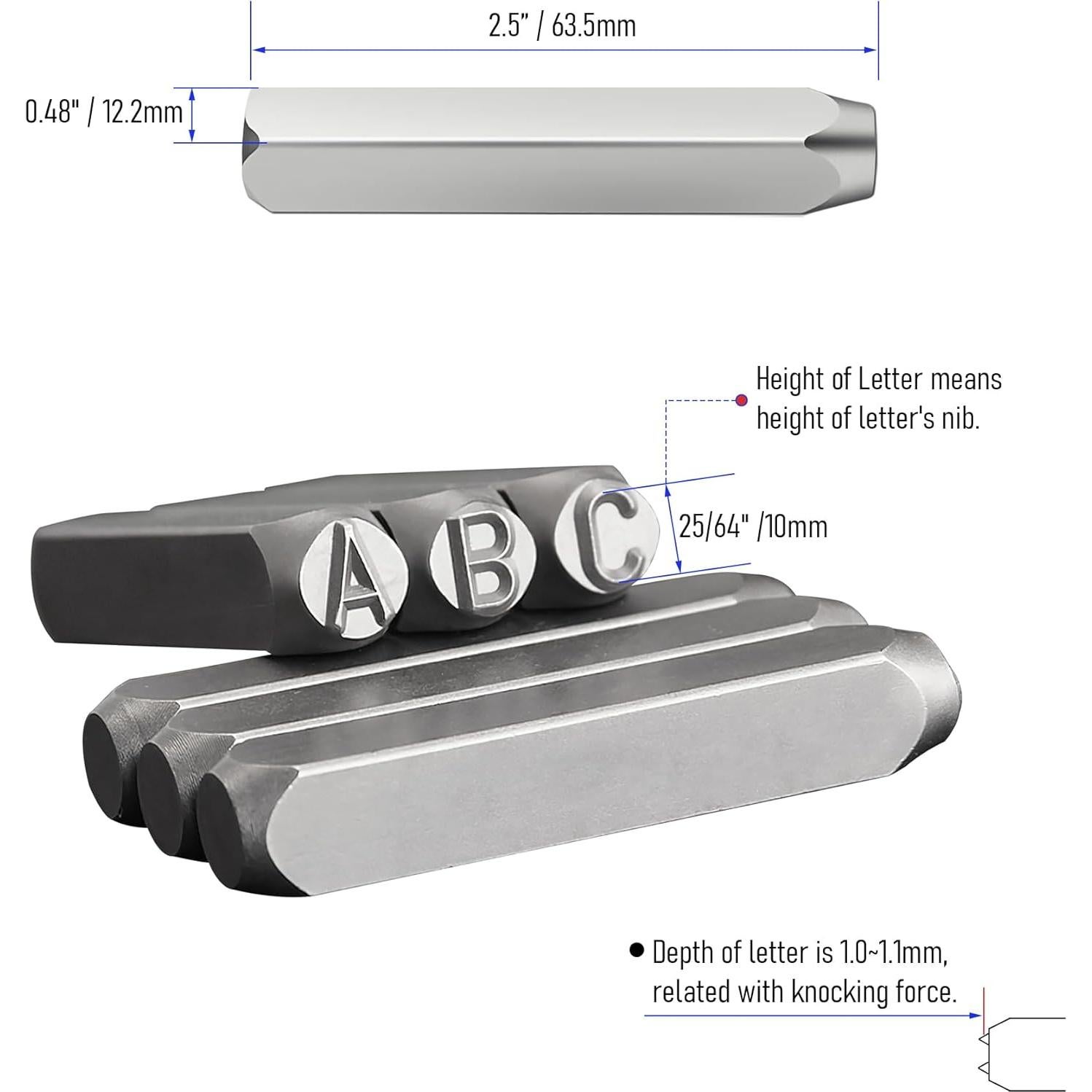 Juego de Sellos de Letras FOCMKEAS 27 Piezas 10mm para Estampado