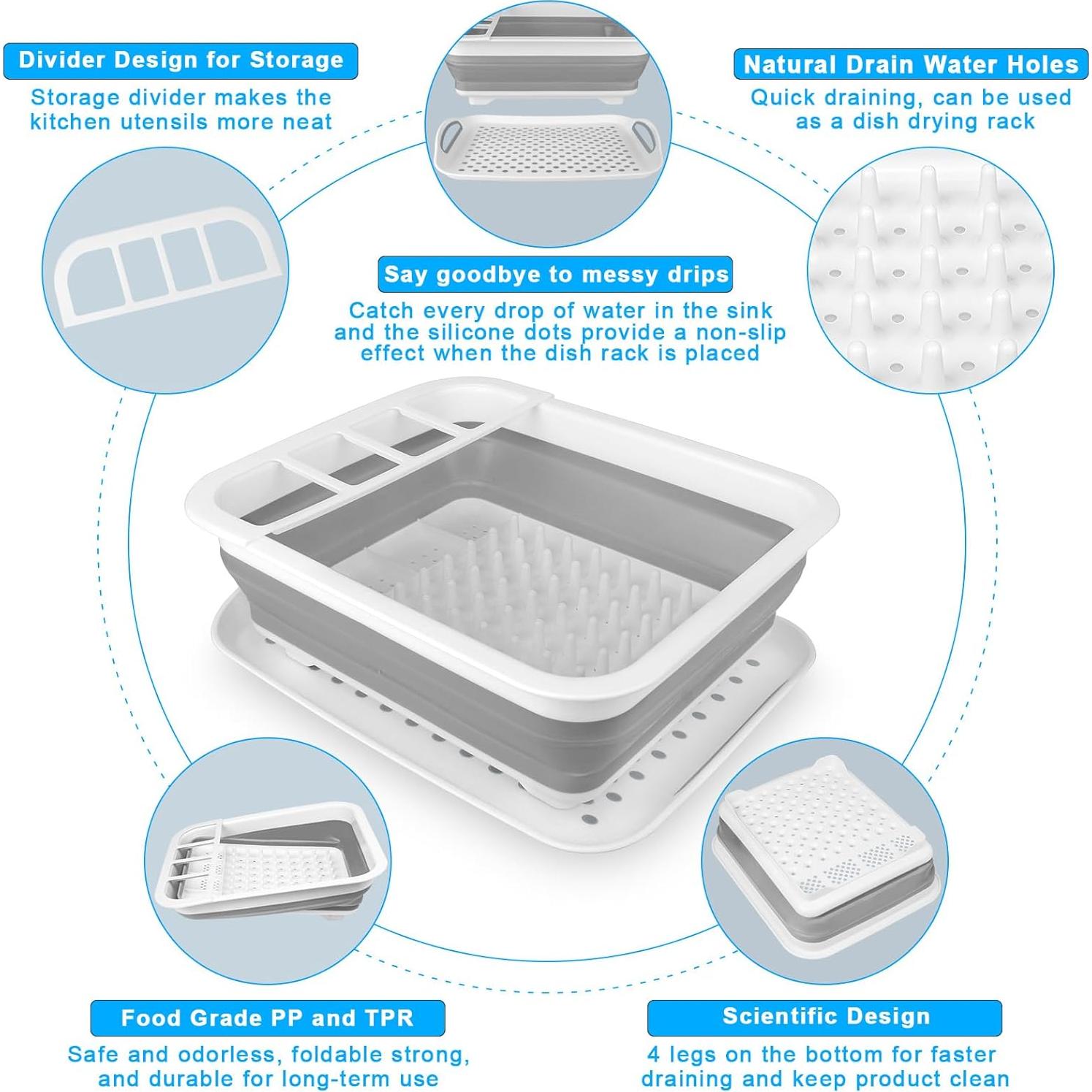 Escurridor de Platos Plegable Seropy con Bandeja 35.6x30.5cm