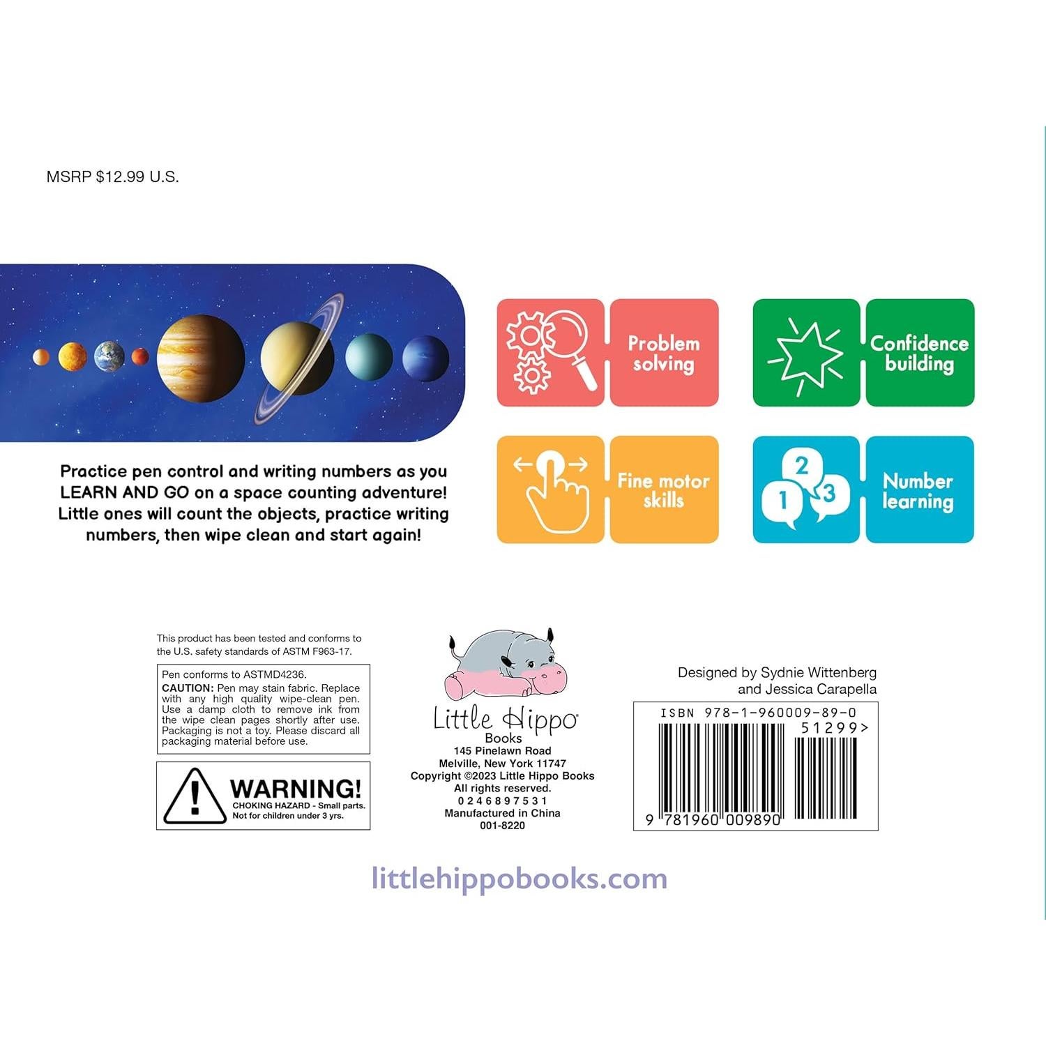 Little Hippo Books Space Counting Wipe Clean Preschool Workbooks and Activity Books for Kids Ages 3-5 | Tracing Books for Kids and Pre K Workbooks ... | Educational Children's Books & Kids Books