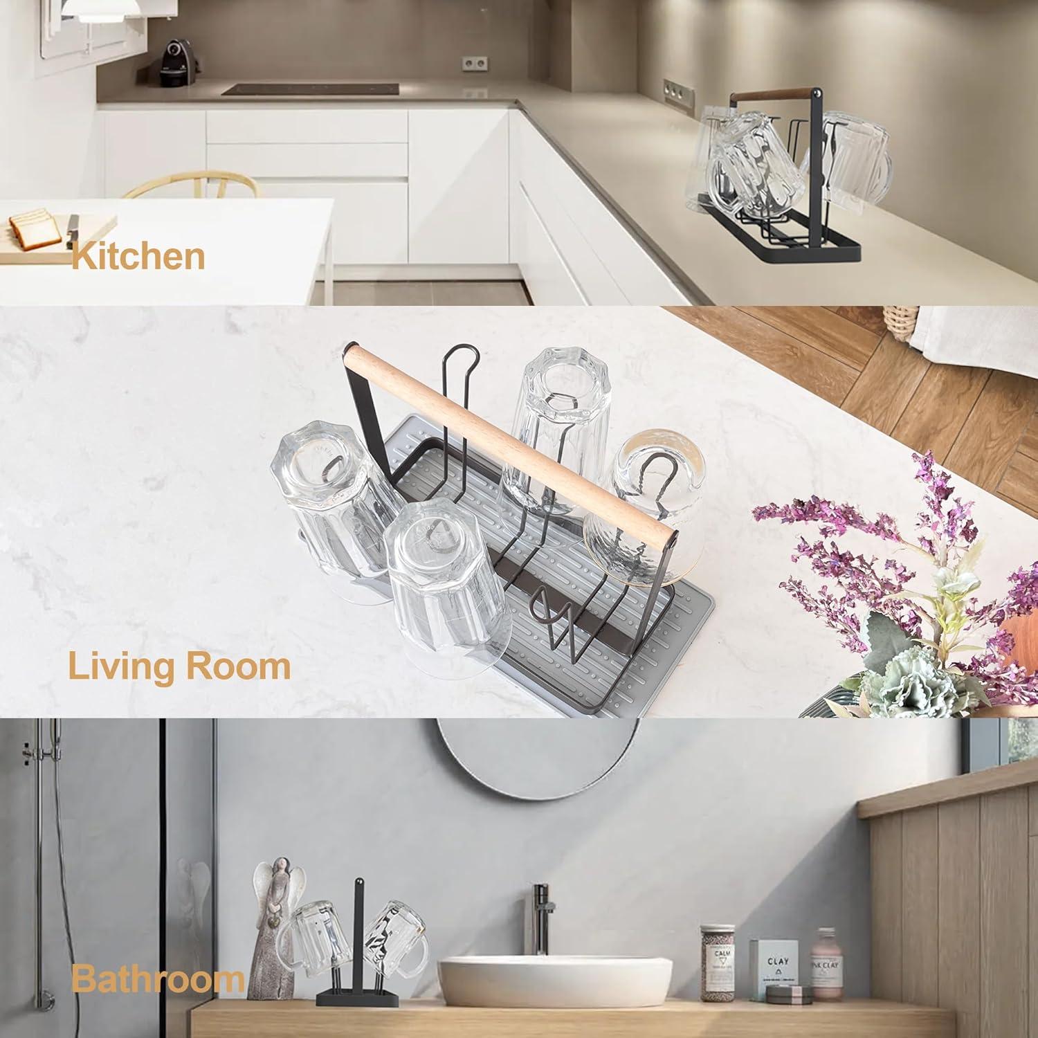 Soporte para Secar Tazas HAOYIJIA con 6 Ganchos Negro