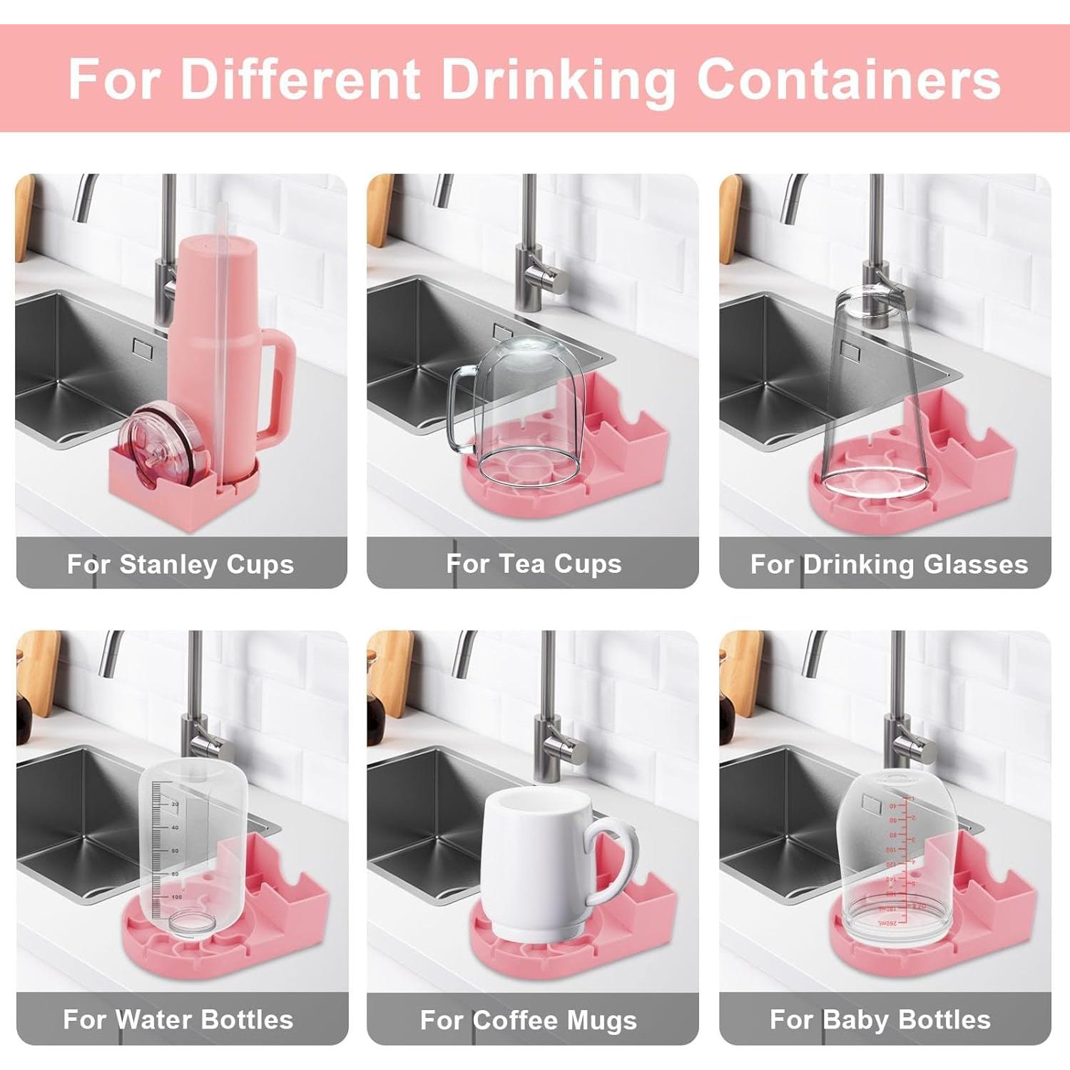 Soporte para Secado de Botellas y Vasos SISAYWEY Silicona Rosa