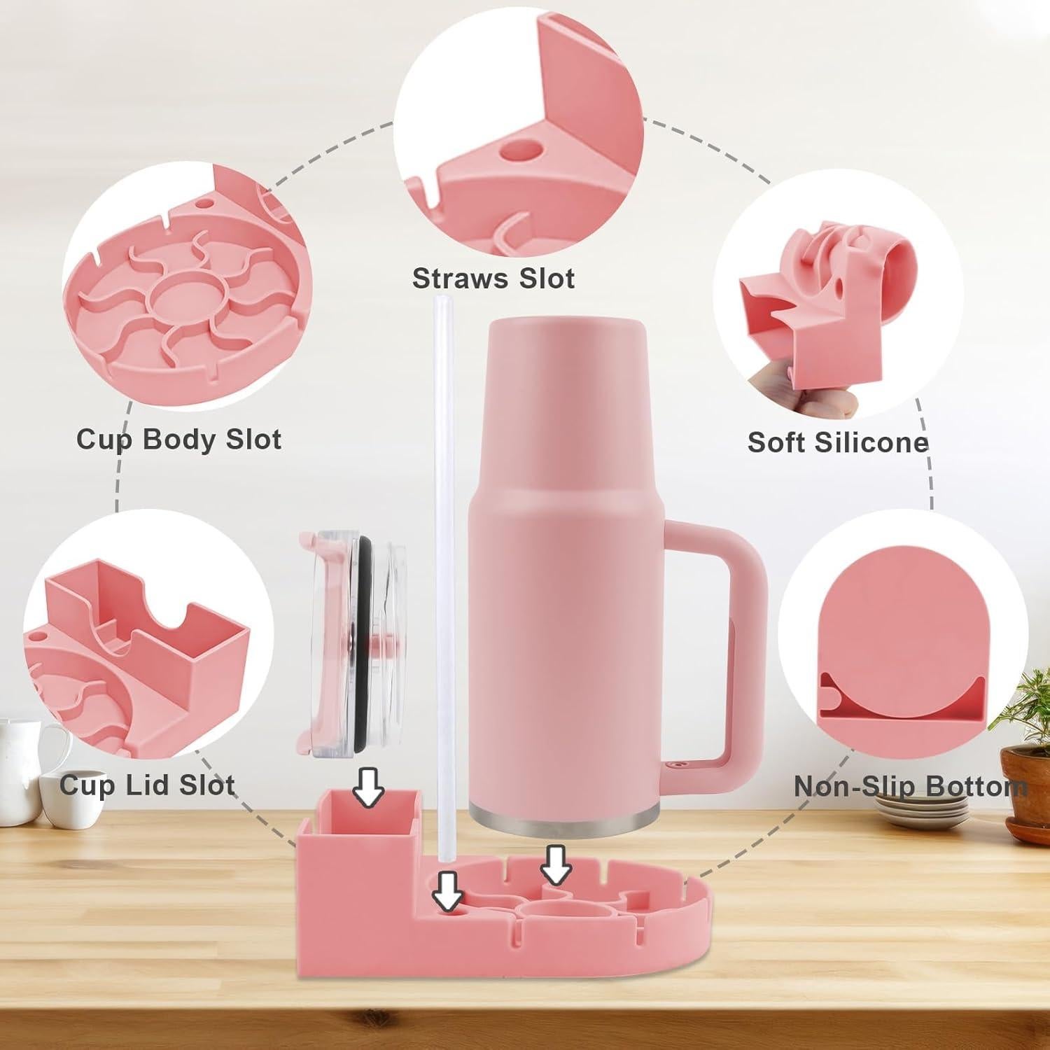 Soporte para Secado de Botellas y Vasos SISAYWEY Silicona Rosa