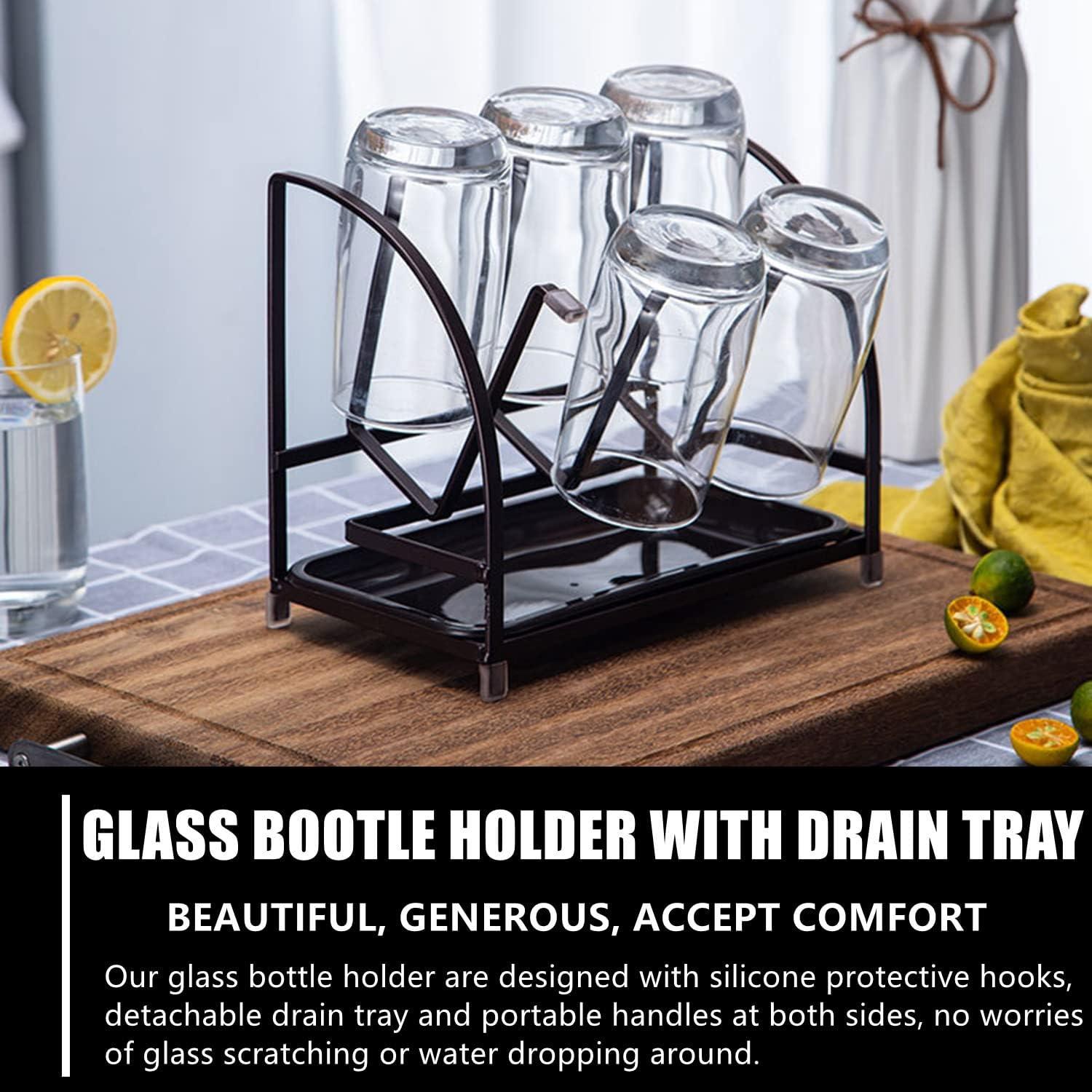 Soporte para Secado de Botellas de Vidrio RHBLME con Bandeja Drenaje