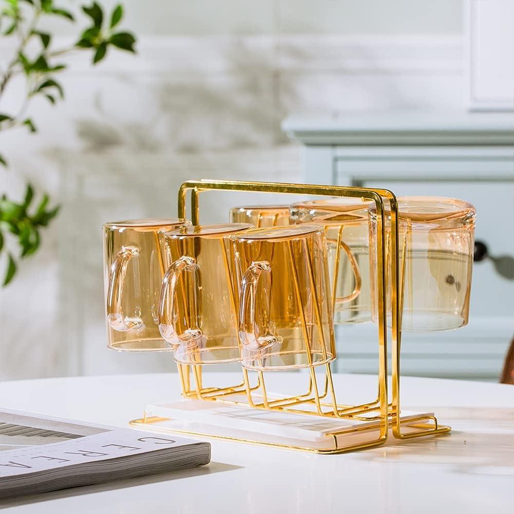 Soporte para Secar Tazas YISMAN Dorado 6 Ganchos Acero Inoxidable
