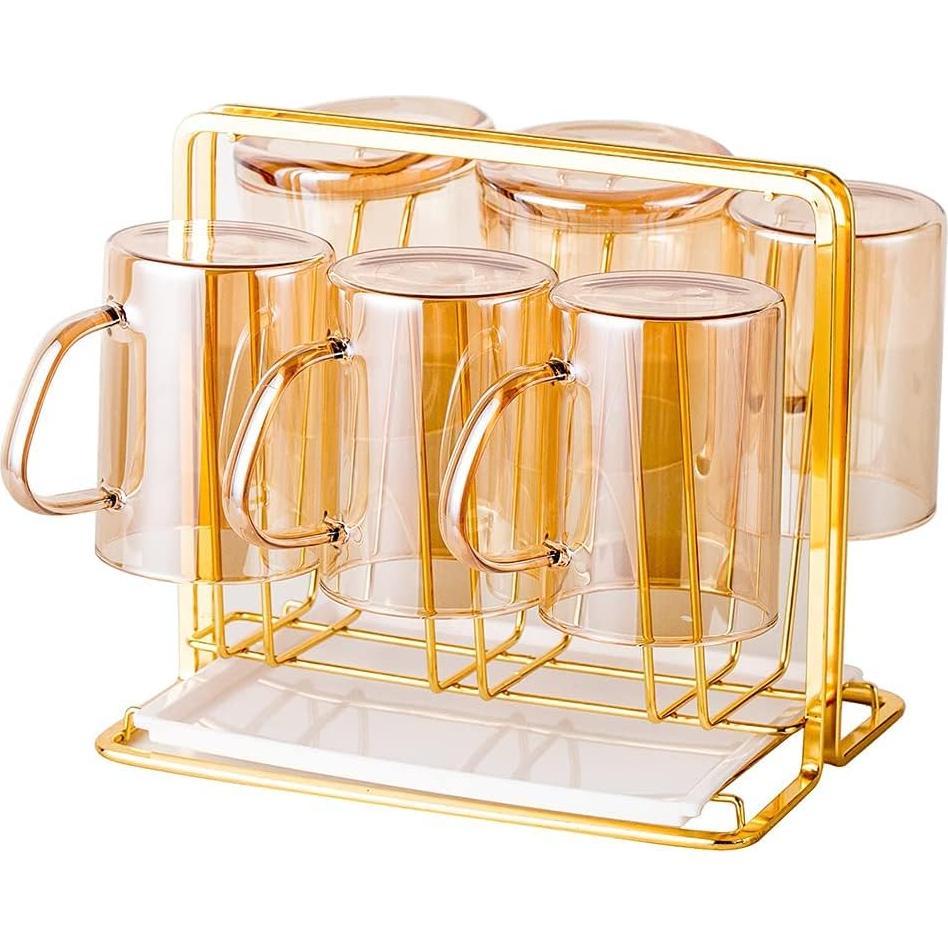 Soporte para Secar Tazas YISMAN Dorado 6 Ganchos Acero Inoxidable