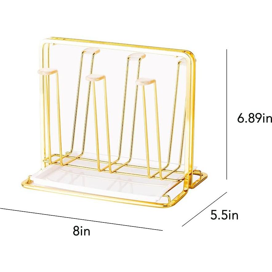 Soporte para Secar Tazas YISMAN Dorado 6 Ganchos Acero Inoxidable