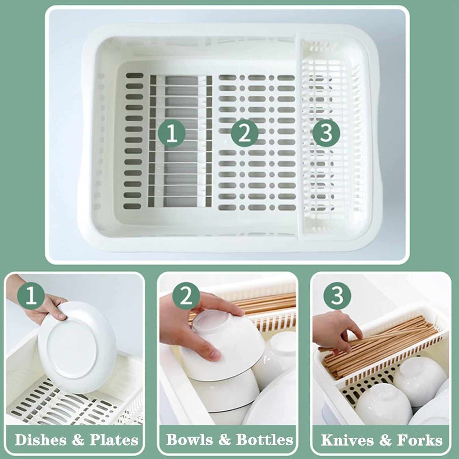 Escurridor de Platos Lyellfe Blanco con Bandeja Drenaje 38.1x27.9cm