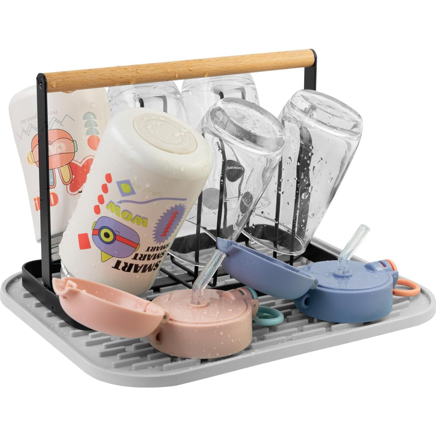 Soporte para Secar Tazas Mukkuri de Metal Negro 6 Tazas