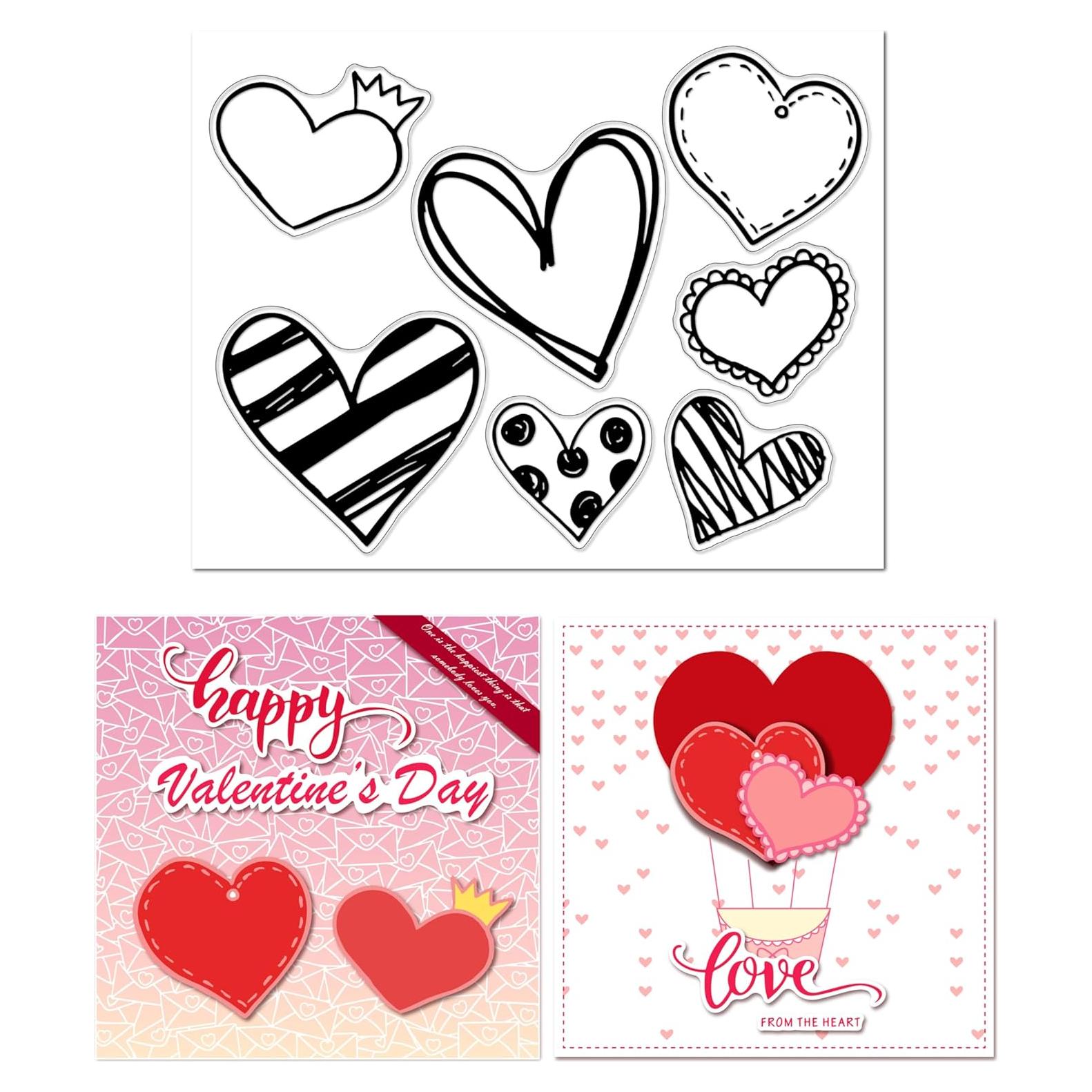 Conjunto de Sellos Transparentes Arbuya Corazones 14x18cm