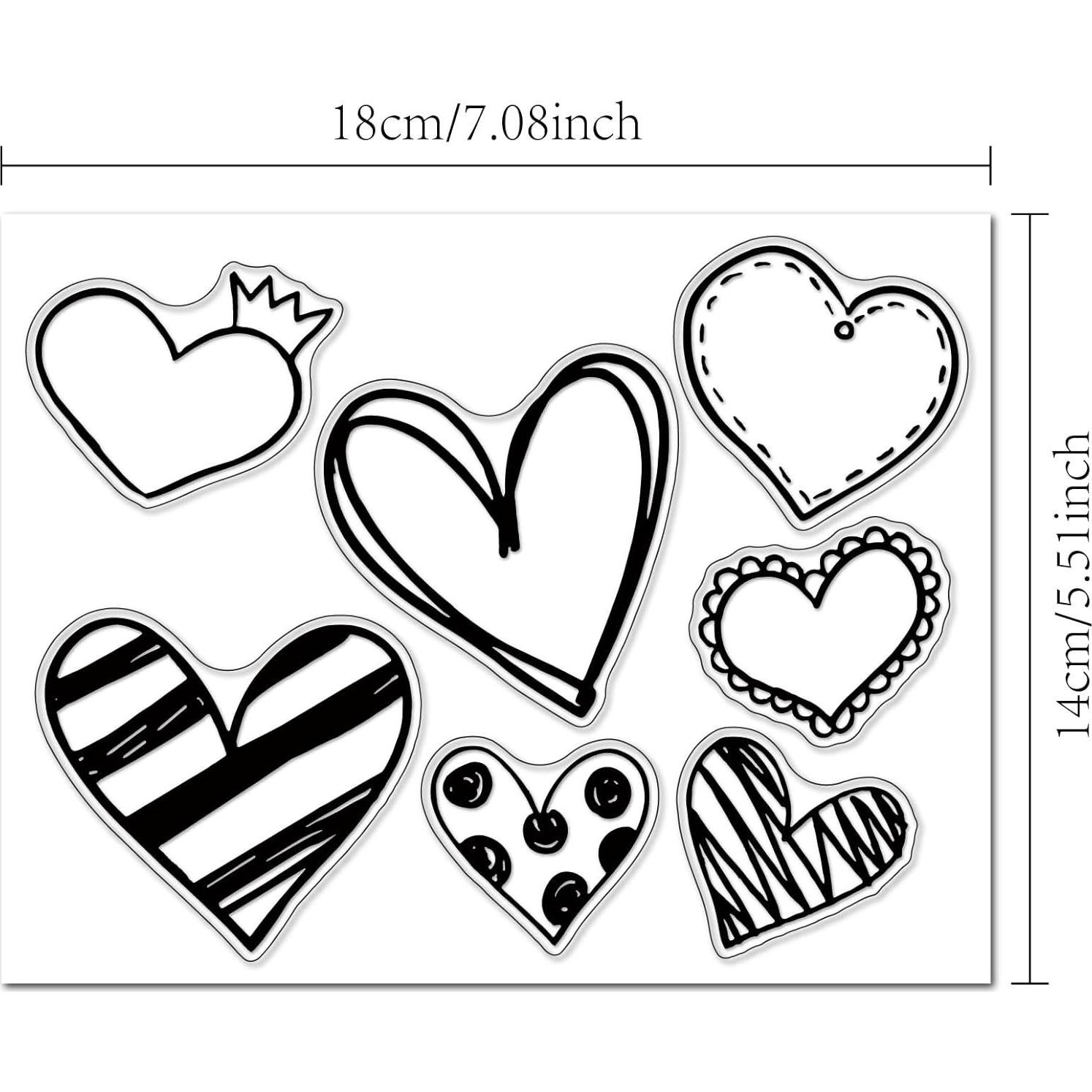 Conjunto de Sellos Transparentes Arbuya Corazones 14x18cm