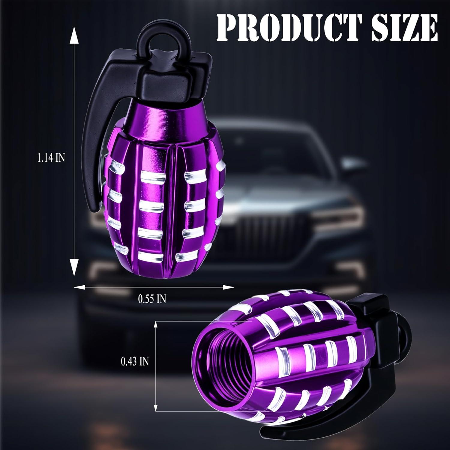 4 Tapones de Válvula de Neumático MEAJOO de Aluminio Púrpura