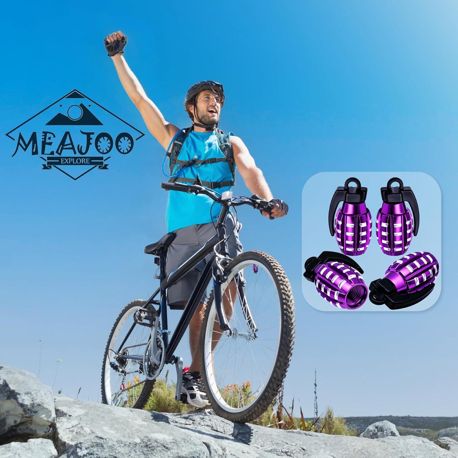 4 Tapones de Válvula de Neumático MEAJOO de Aluminio Púrpura