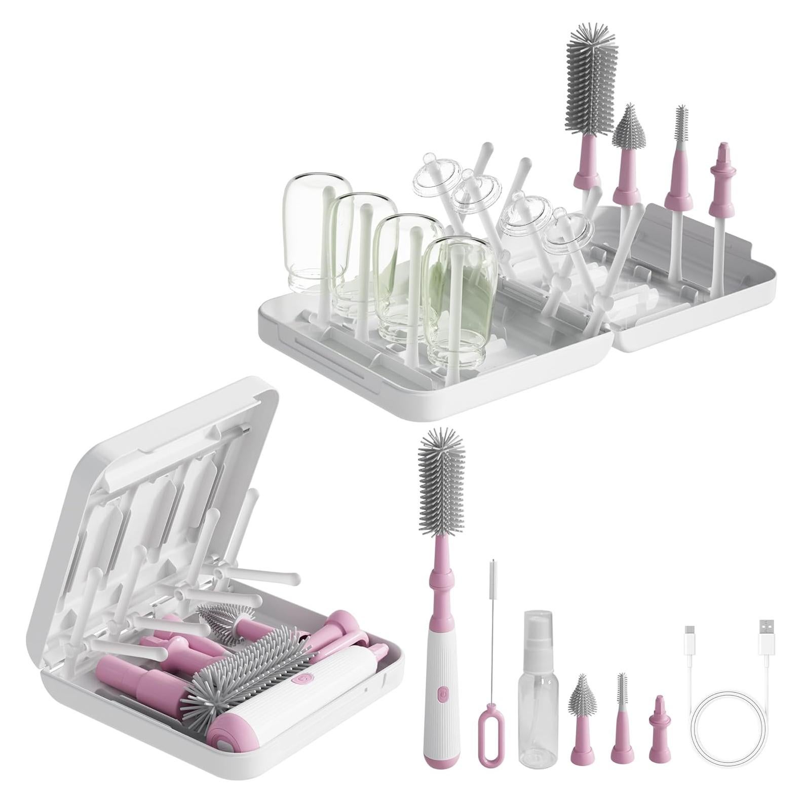 Limpiador Eléctrico de Biberones WHNL con Cepillos y Estante