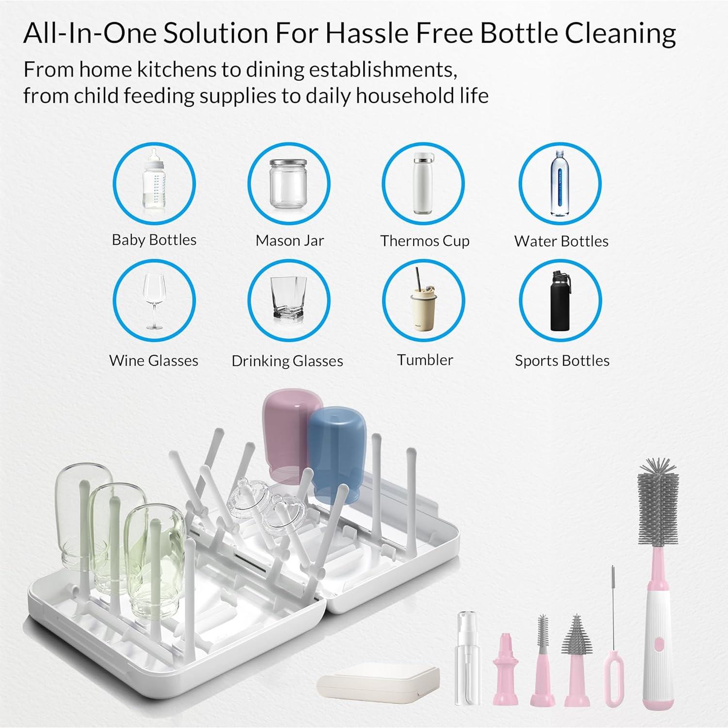 Limpiador Eléctrico de Biberones WHNL con Cepillos y Estante