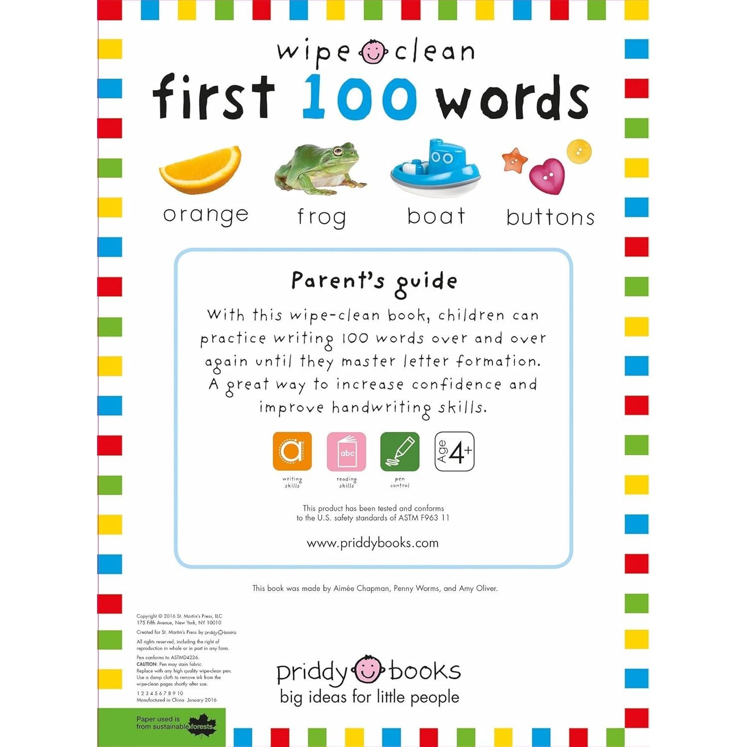 Wipe Clean: First 100 Words (Enclosed Spiral Binding): Includes Wipe Clean Pen (Wipe Clean Learning Books)