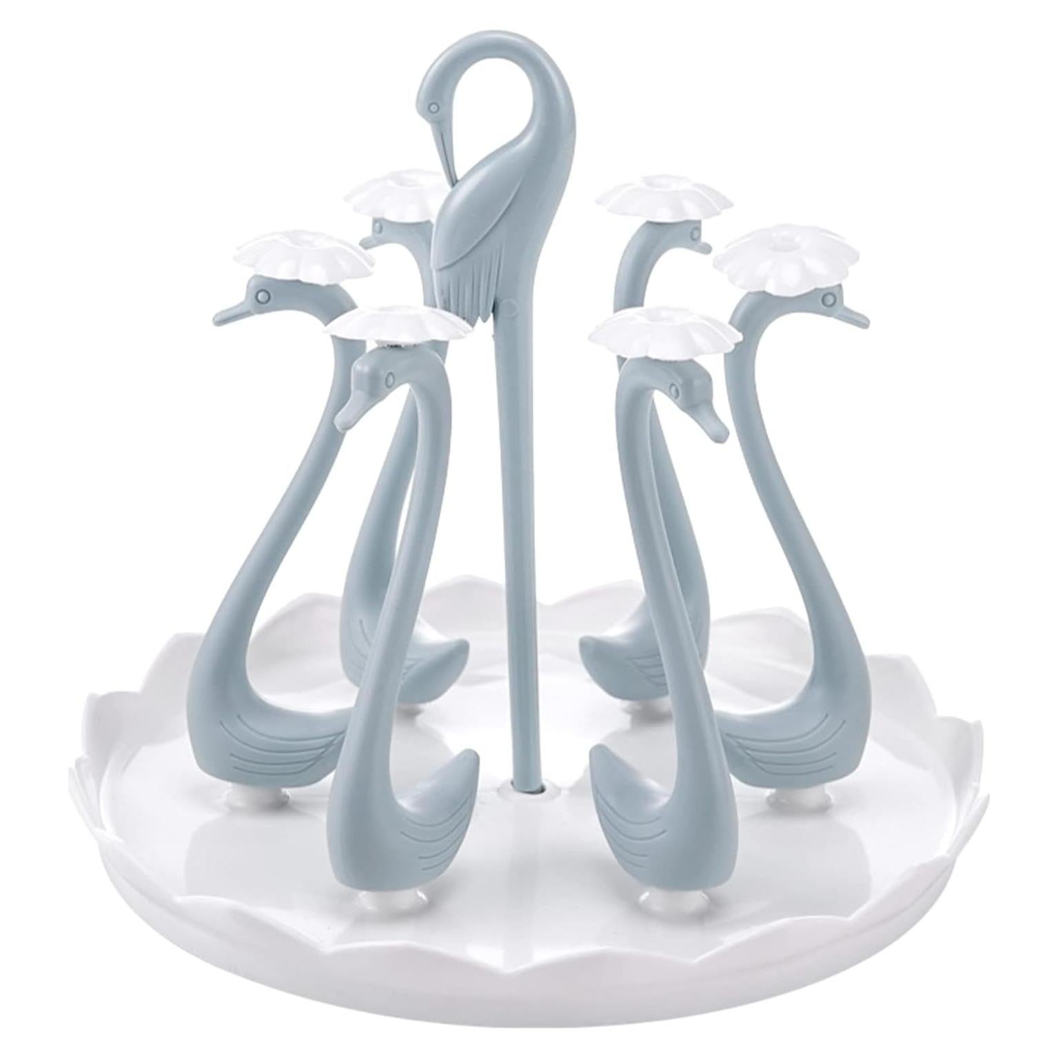 Soporte para Secar Tazas Cyrank Cisne Azul 6 Cabezas