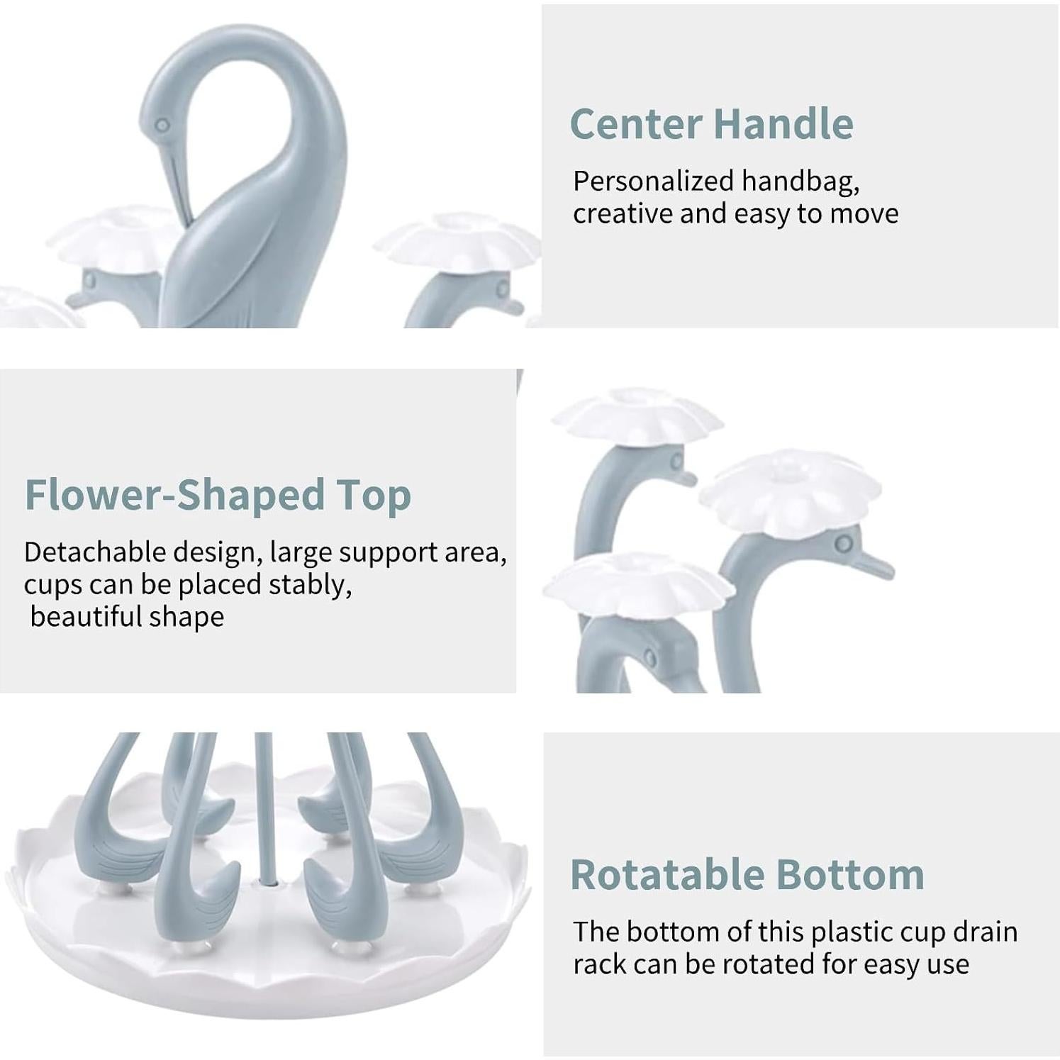 Soporte para Secar Tazas Cyrank Cisne Azul 6 Cabezas