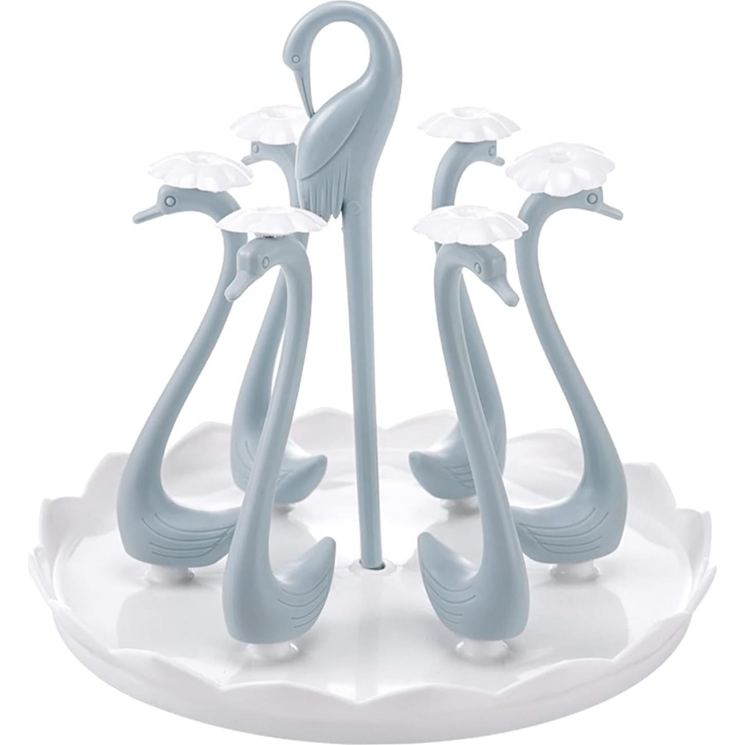 Soporte para Secar Tazas Cyrank Cisne Azul 6 Cabezas
