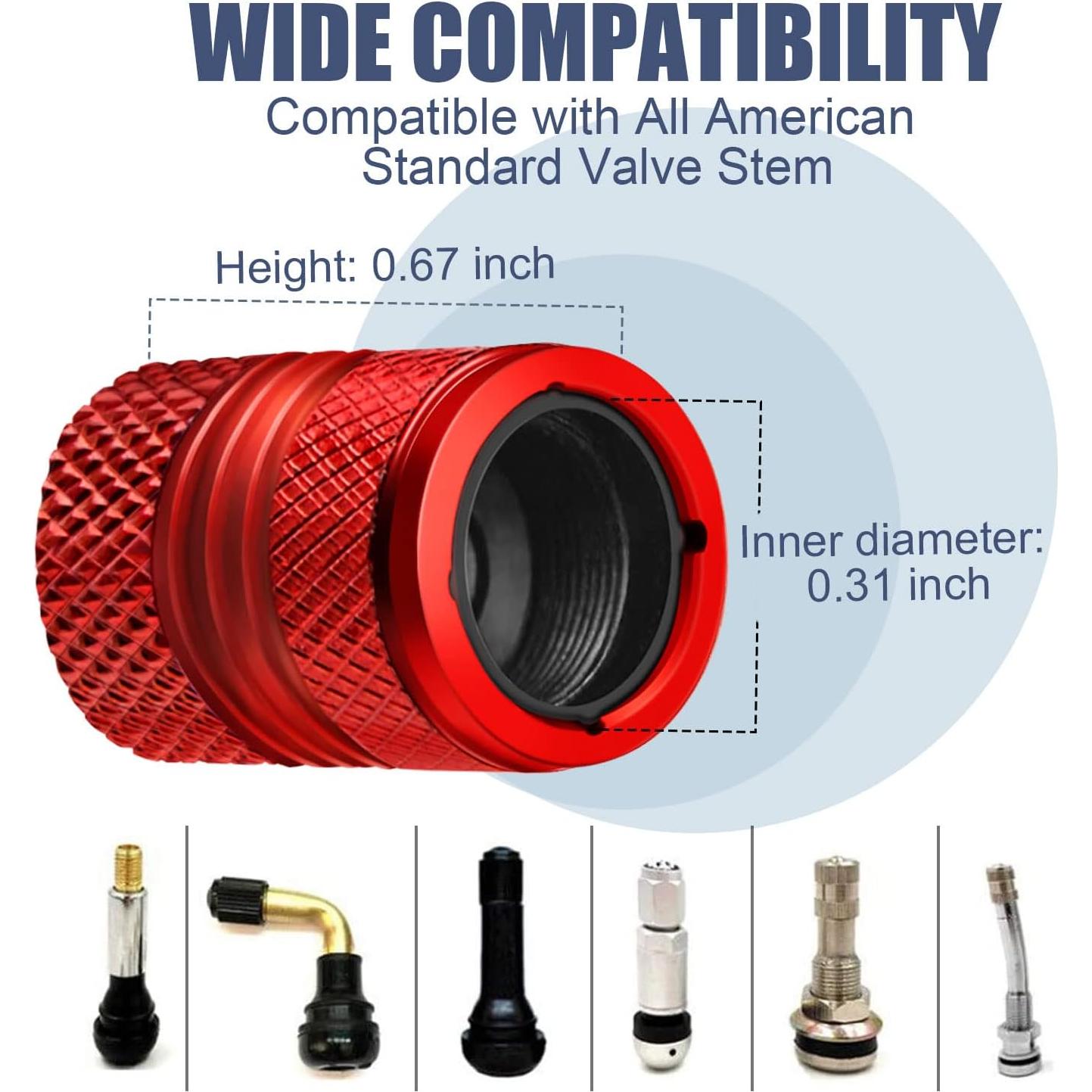 Tapas de Válvula de Neumático ESYVALVE 8 Piezas Rojo Universal