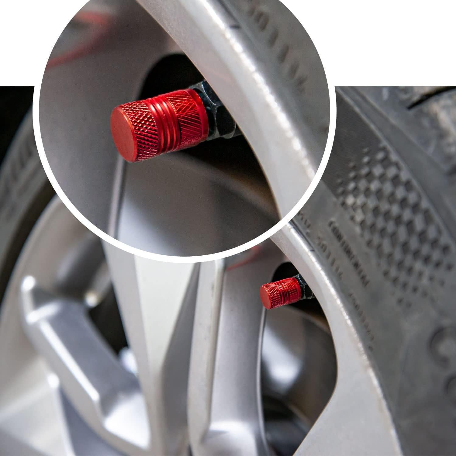 Tapas de Válvula de Neumático ESYVALVE 8 Piezas Rojo Universal