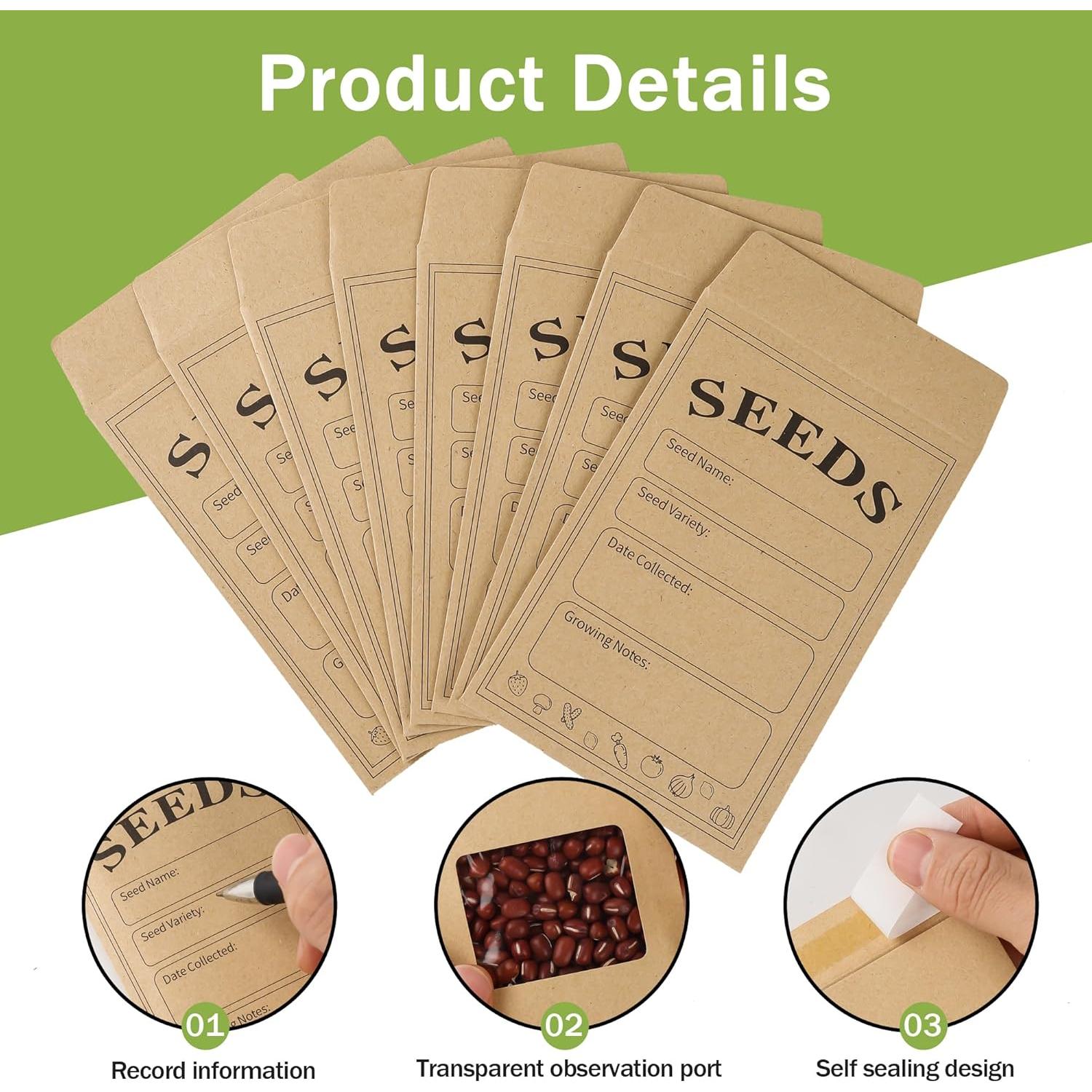 100 Sobres de Semillas Autoadhesivos Varpotle 8x12 cm Kraft