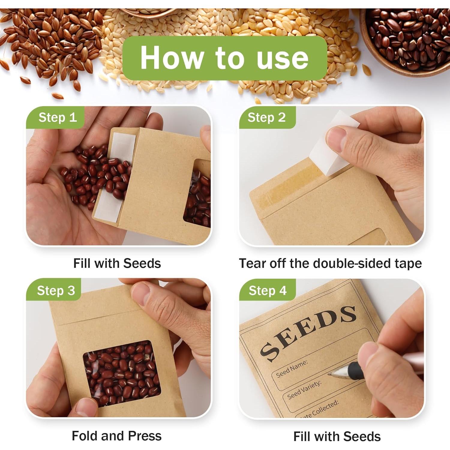 100 Sobres de Semillas Autoadhesivos Varpotle 8x12 cm Kraft