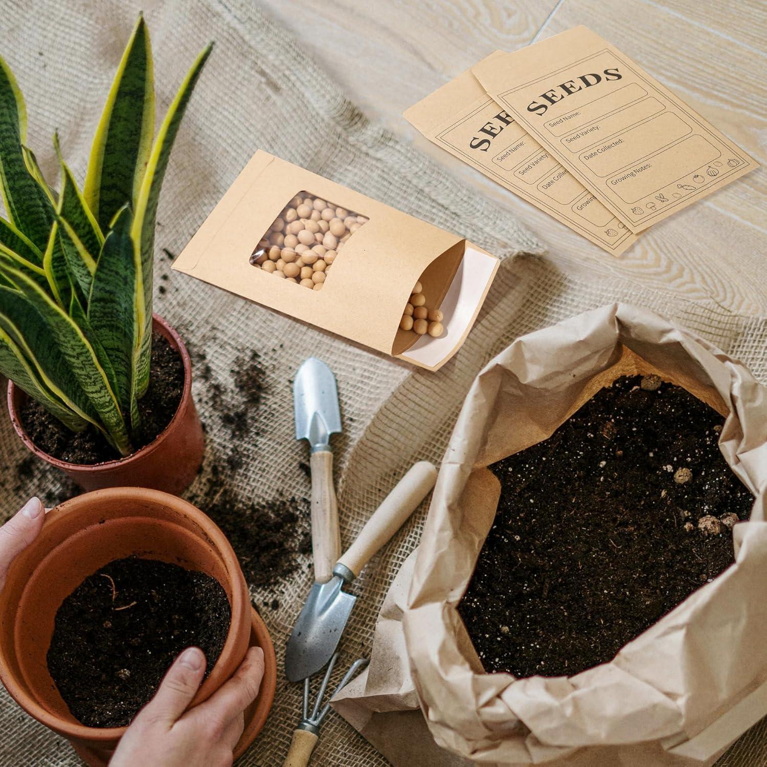 100 Sobres de Semillas Autoadhesivos Varpotle 8x12 cm Kraft