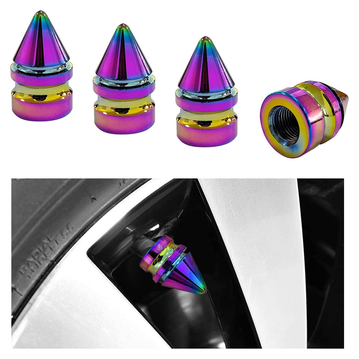 Ziciner Tapas de Válvula de Neumático de Coche 4 PCS Colorido
