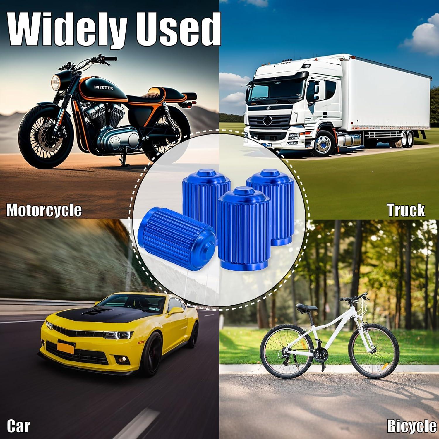 4 Tapones de Válvula de Neumático MEAJOO Aluminio Azul