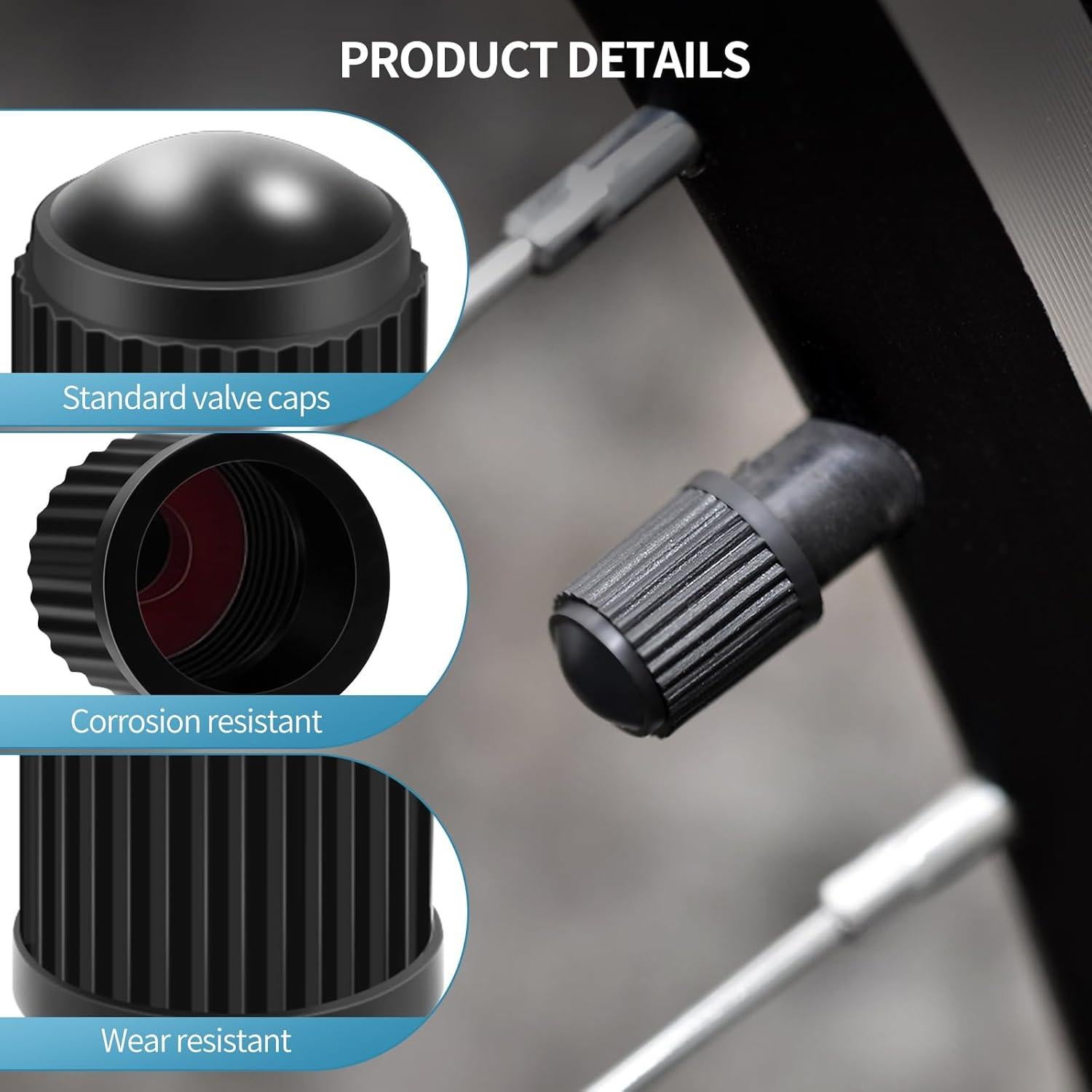 Tapones de Válvula de Neumático SMLBJUTE - 50 Piezas Negros